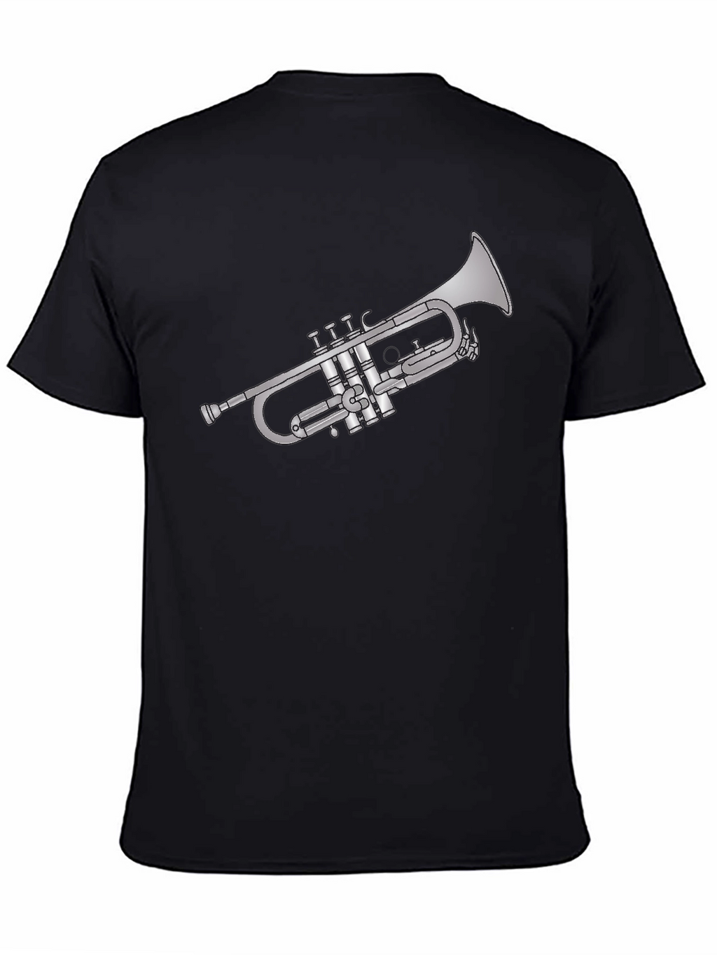 Trumpet Graphic Tee - Black Cotton Musician T-Shirt
