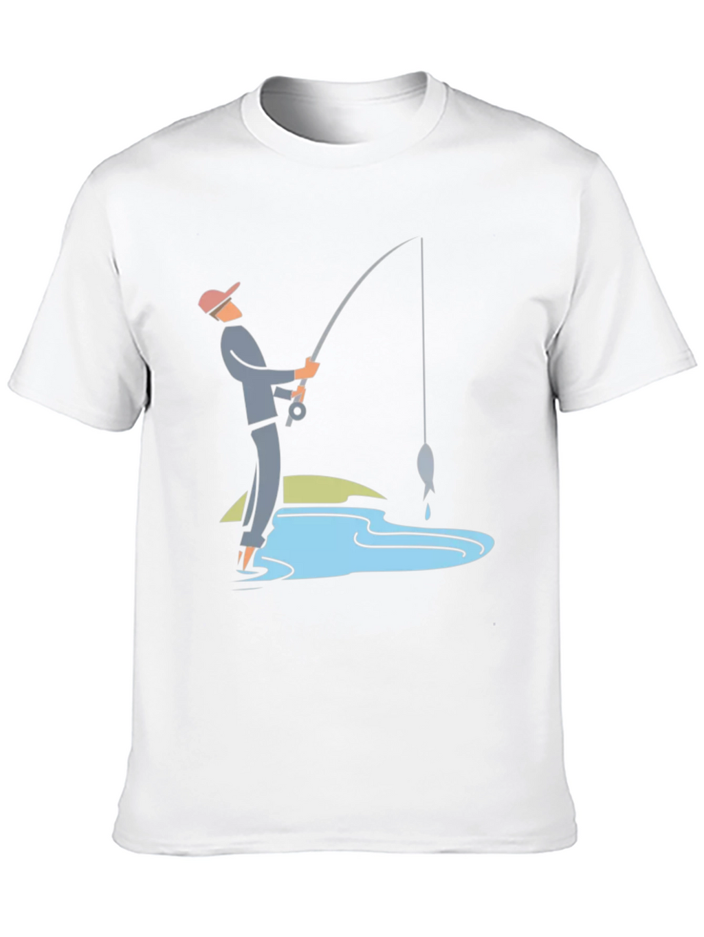 Fishing Graphic Tee - Black Cotton Casual Shirt