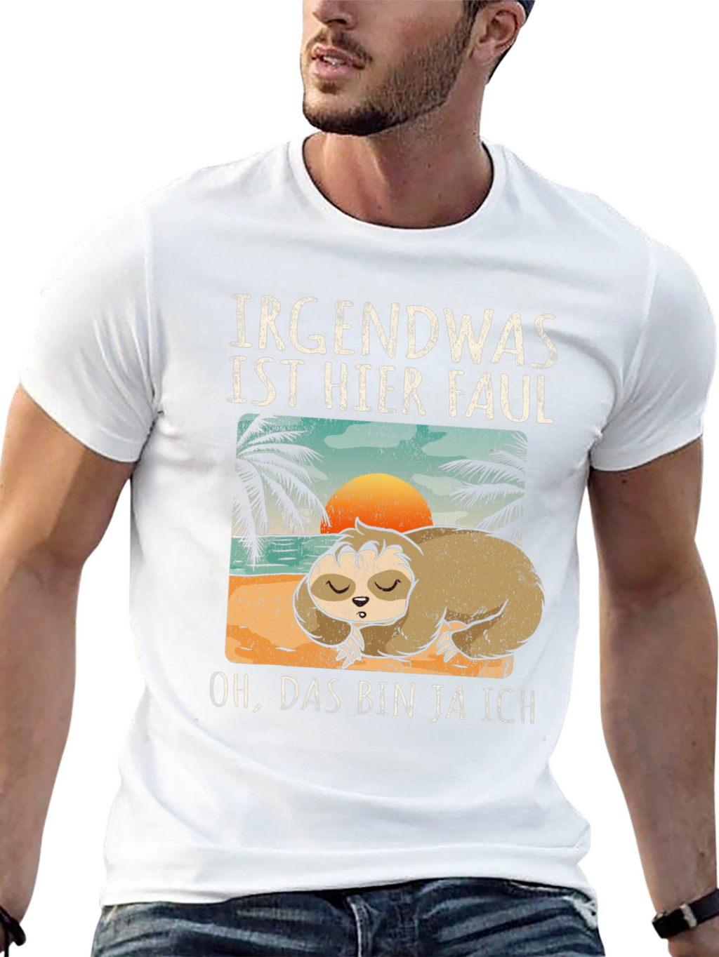 Funny Sloth Graphic Tee - Irgendwas Ist Hier Faul