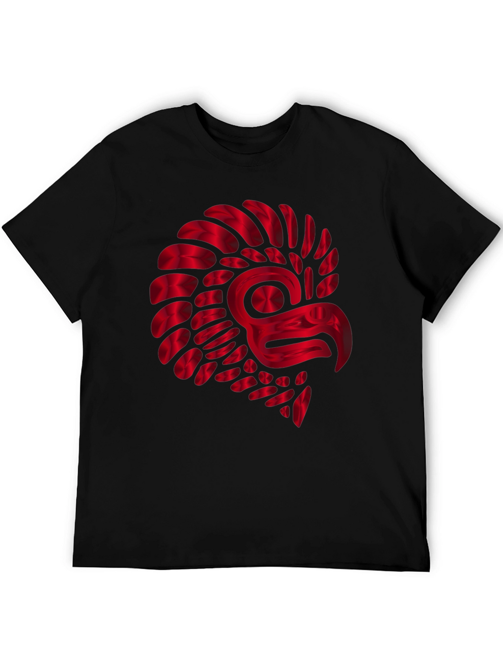 Red Metallic Eagle Design Black T-Shirt