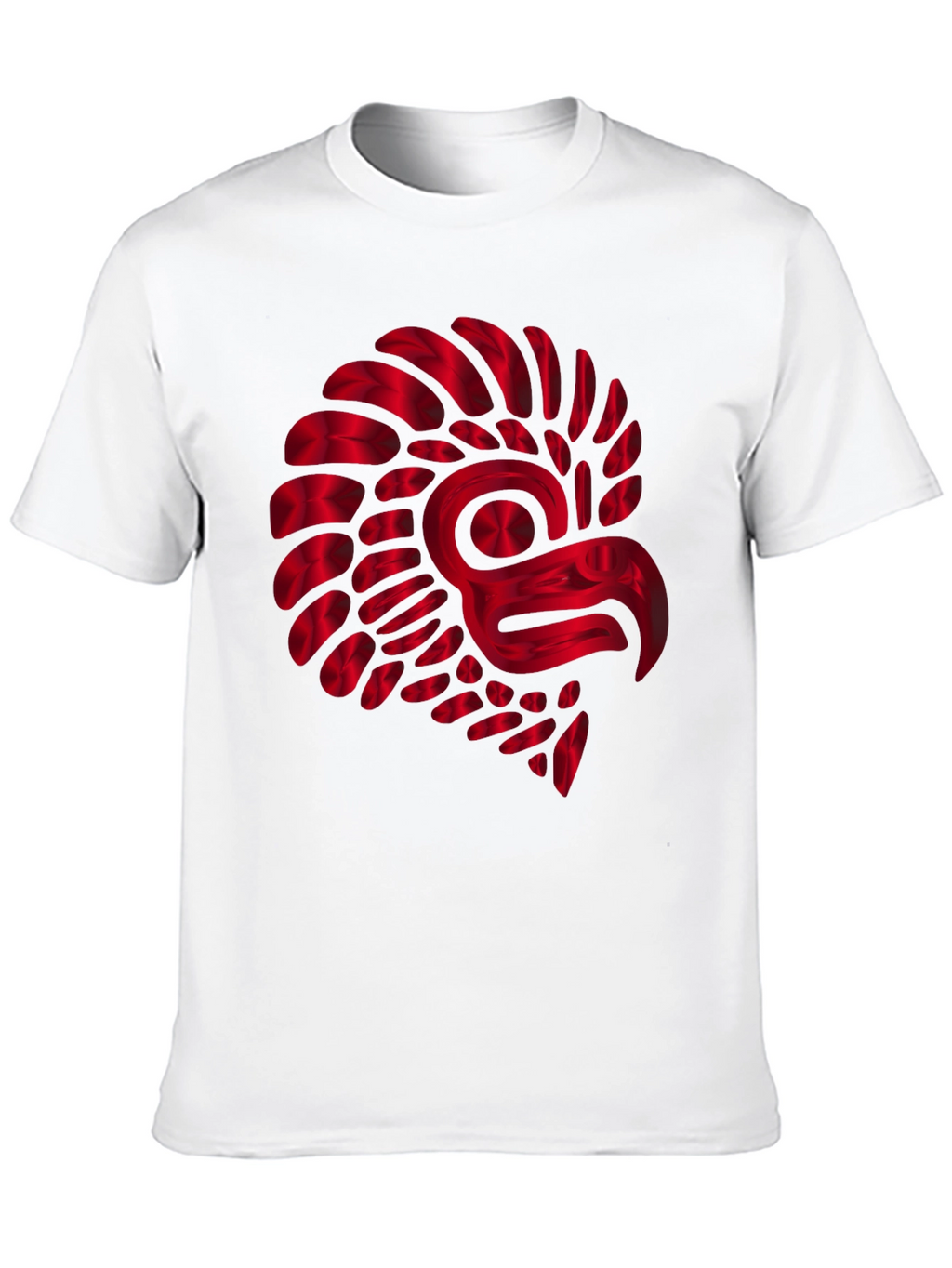 Red Metallic Eagle Design Black T-Shirt