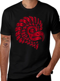 Red Metallic Eagle Design Black T-Shirt