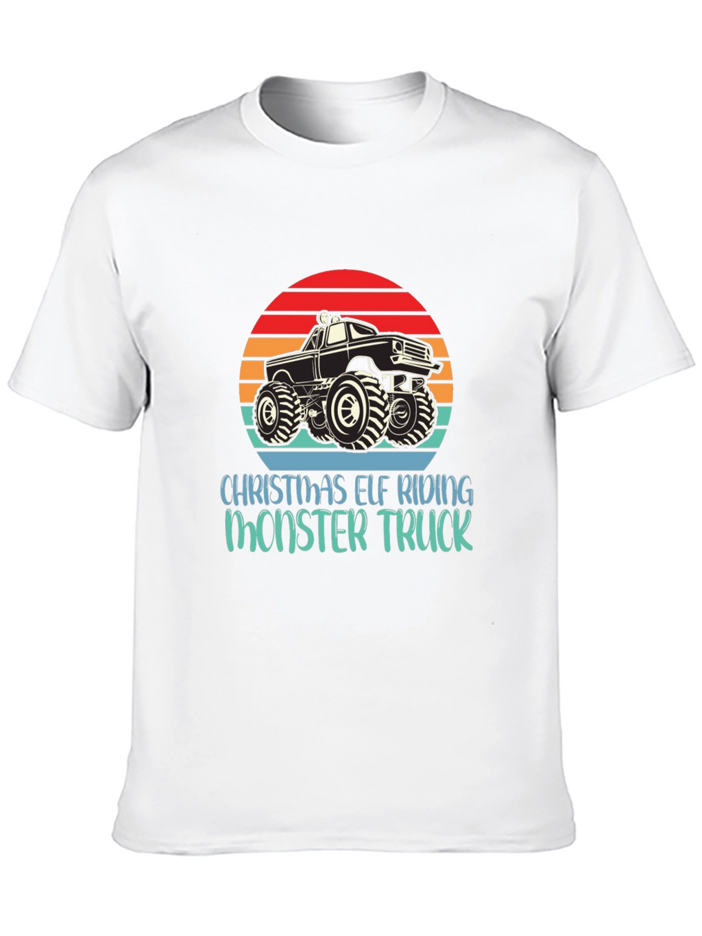 Christmas Elf Riding Monster Truck Tee