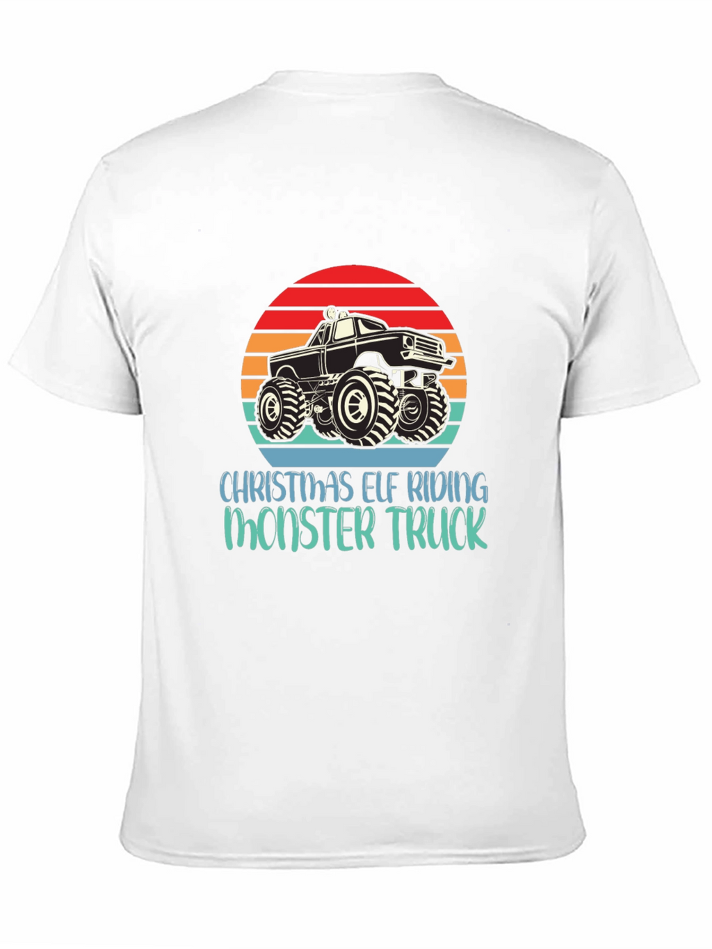 Christmas Elf Riding Monster Truck Tee