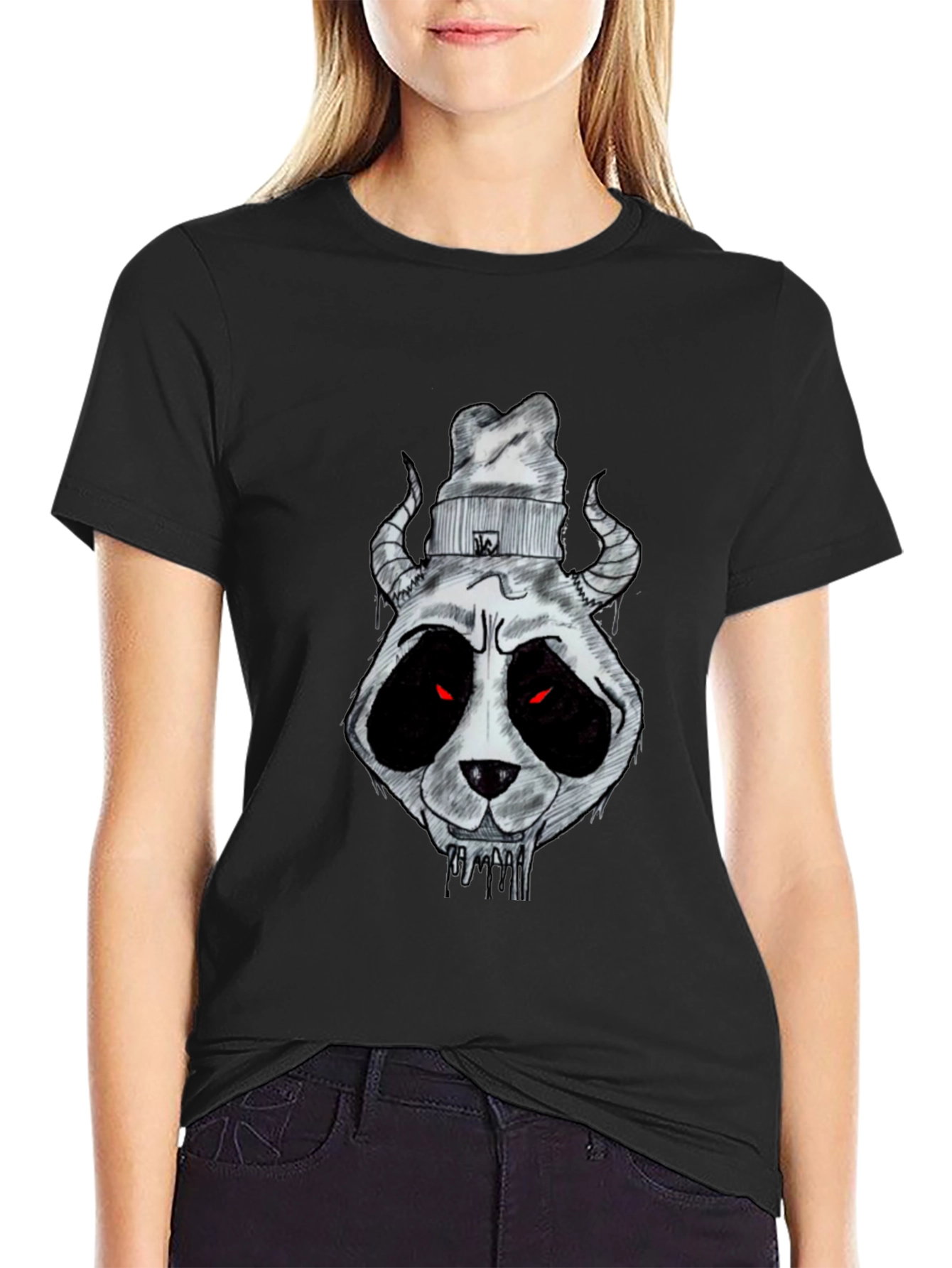 Dark Panda Graphic Tee - Mens Black Cotton T-Shirt