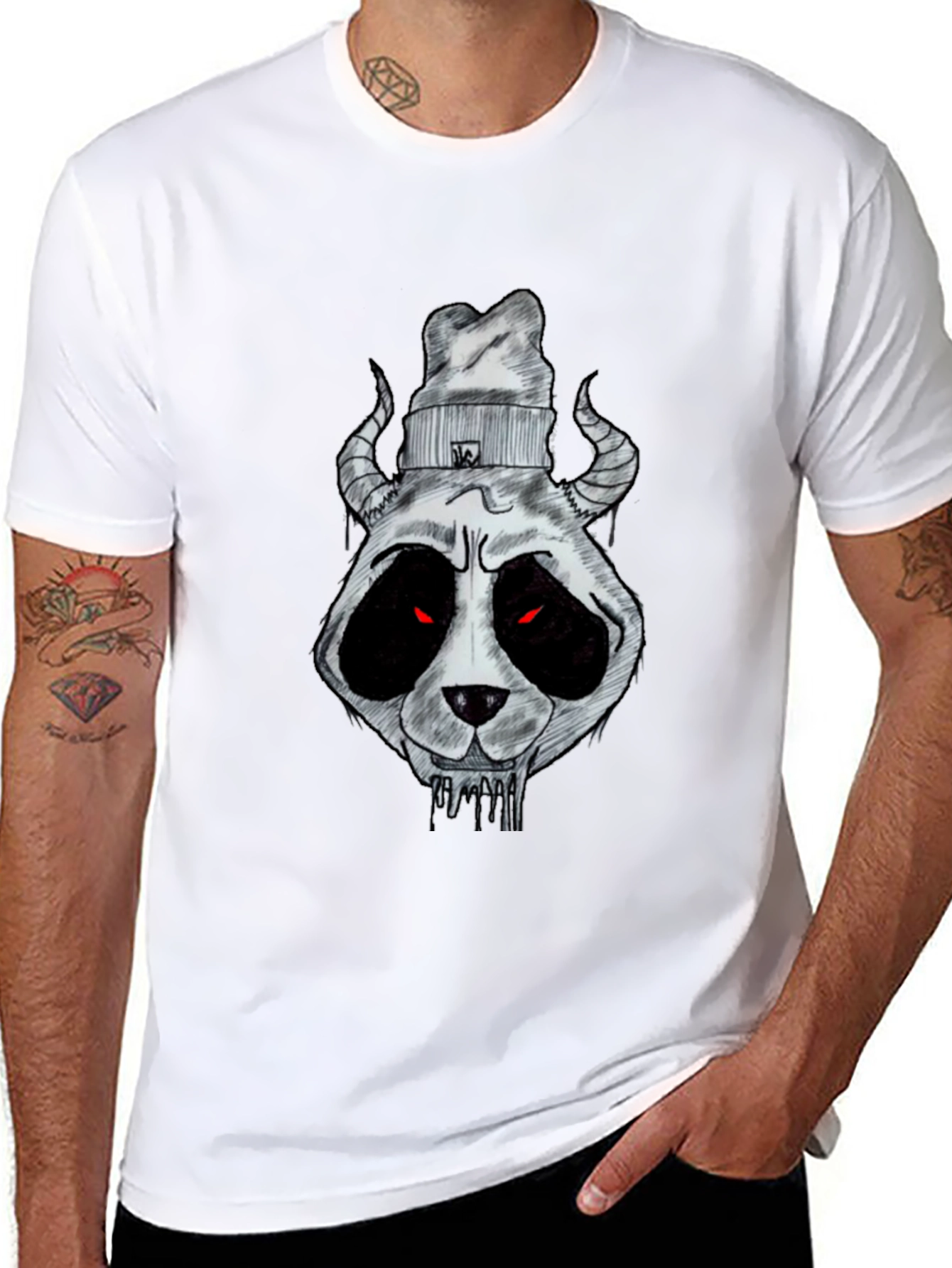 Dark Panda Graphic Tee - Mens Black Cotton T-Shirt