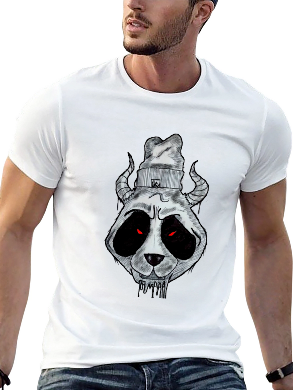 Dark Panda Graphic Tee - Mens Black Cotton T-Shirt