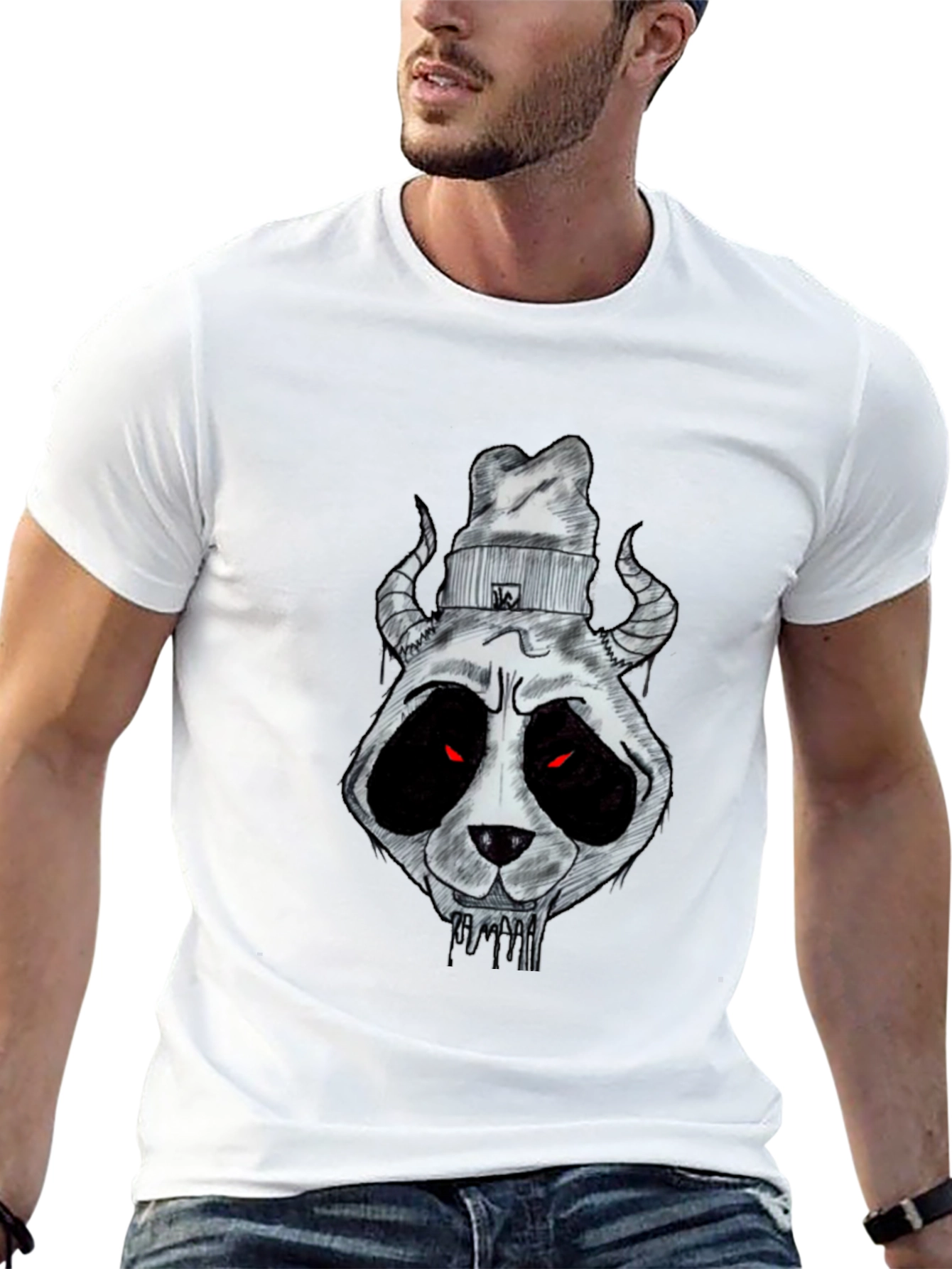 Dark Panda Graphic Tee - Mens Black Cotton T-Shirt
