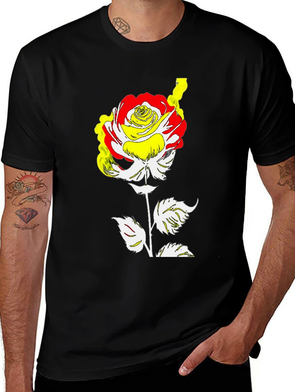 Rose Graphic Tee - Modern Art Style