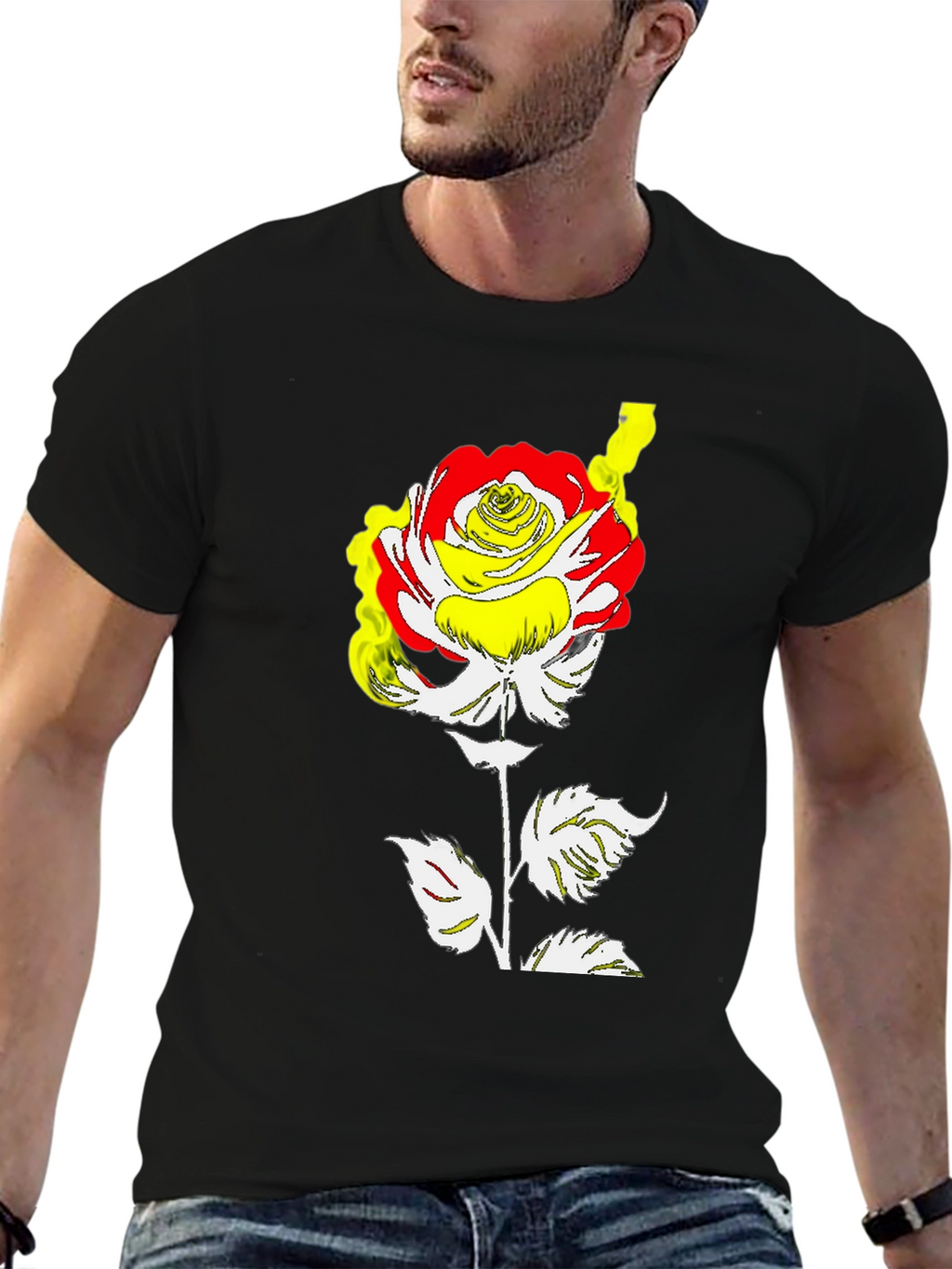 Rose Graphic Tee - Modern Art Style