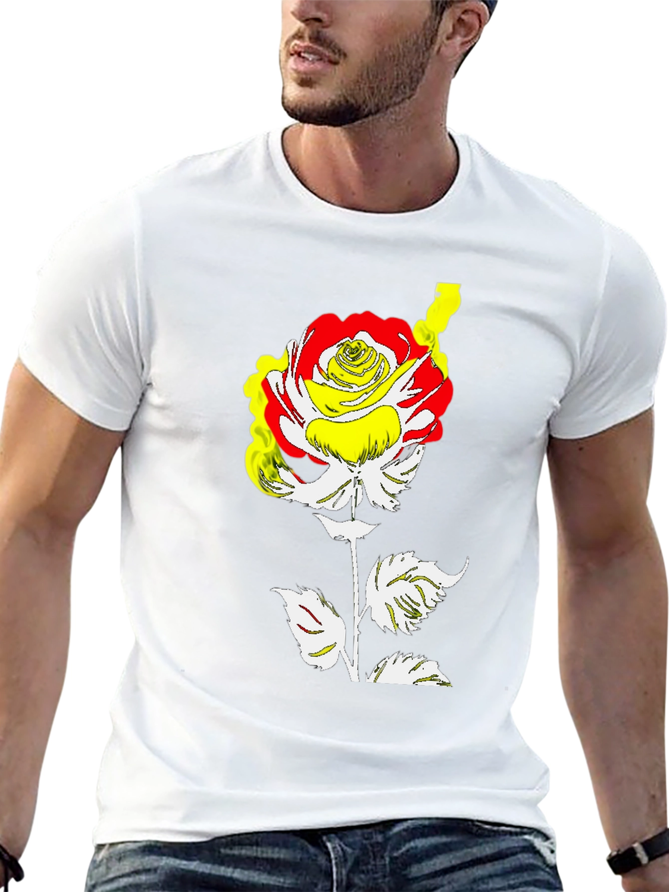 Rose Graphic Tee - Modern Art Style