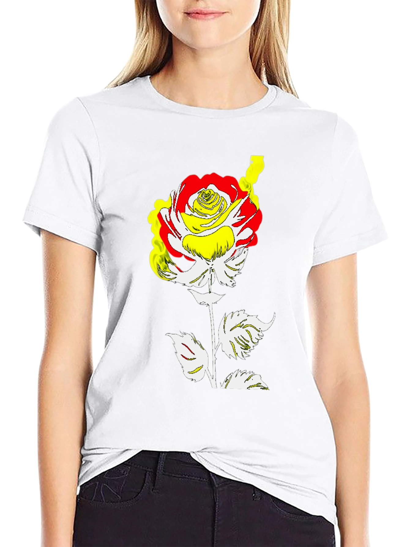 Rose Graphic Tee - Modern Art Style