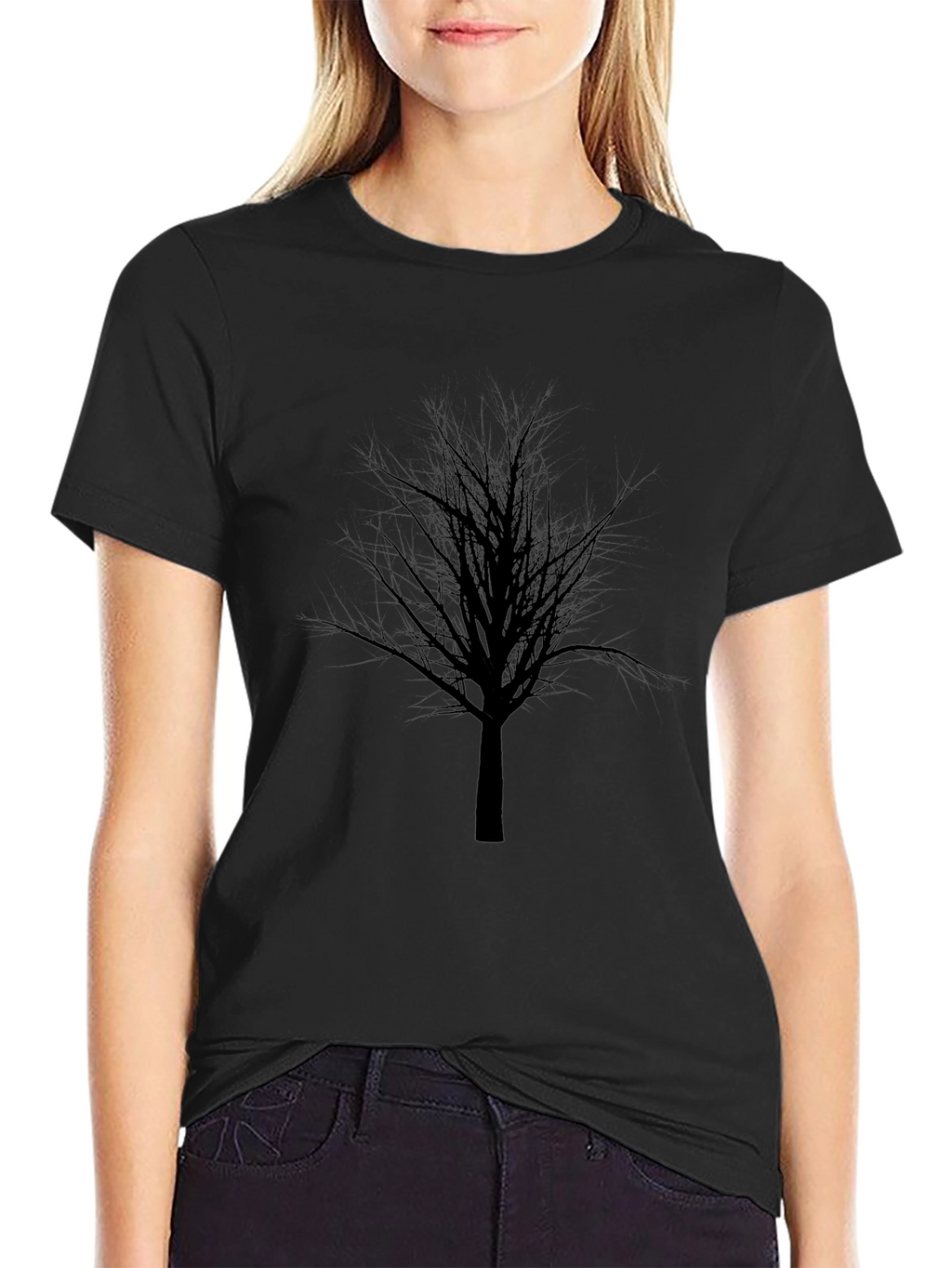 Mens Black T-Shirt with Tree Graphic