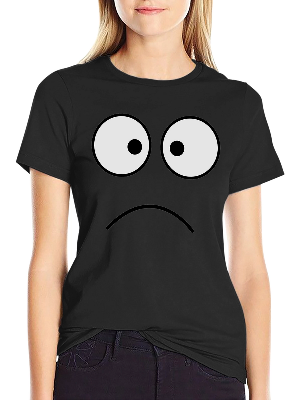 Sad Face Graphic Tee - Unisex Black T-Shirt
