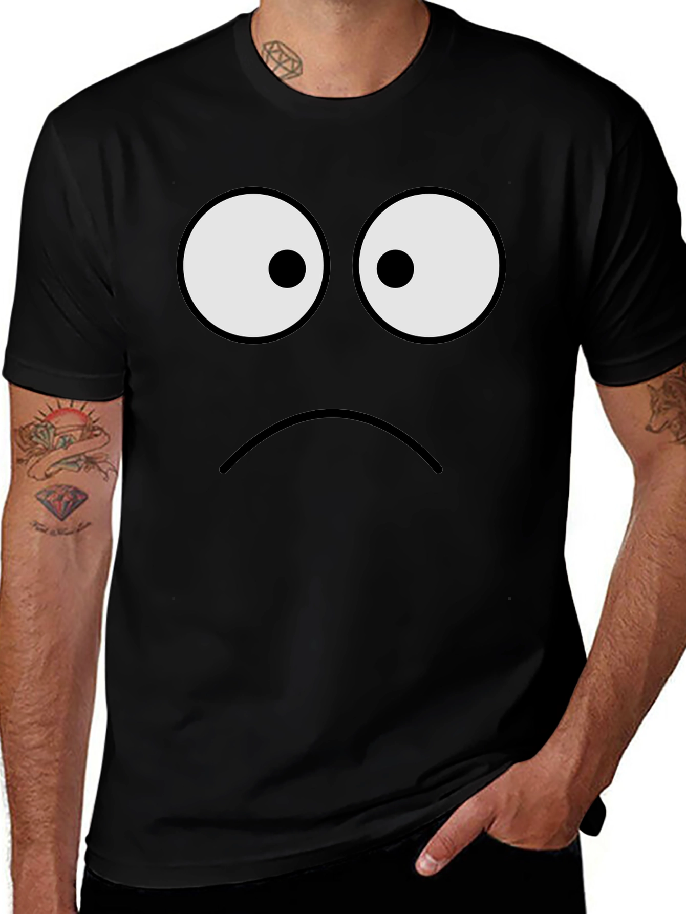 Sad Face Graphic Tee - Unisex Black T-Shirt