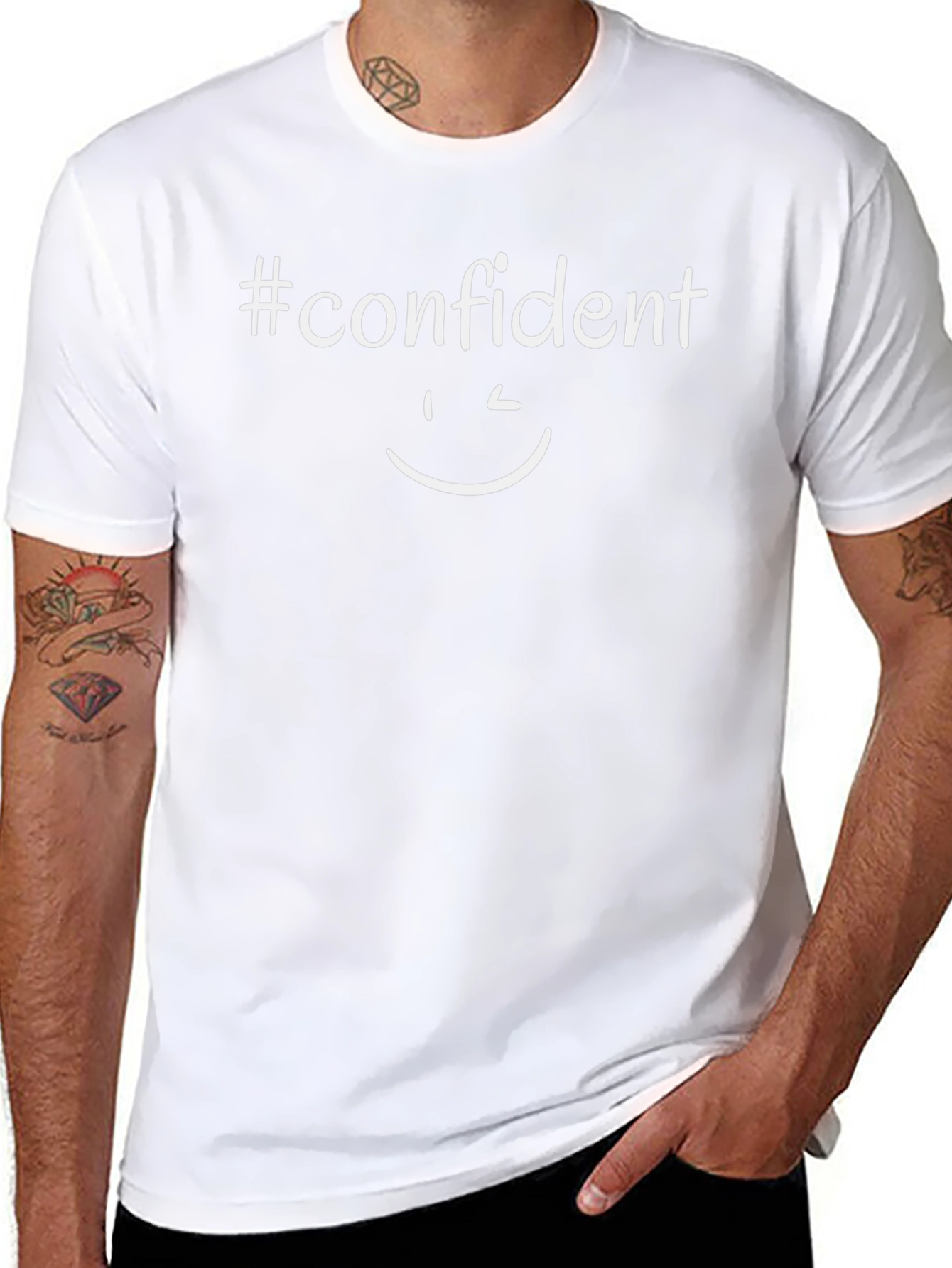 #Confident Graphic Tee - Black Casual T-Shirt