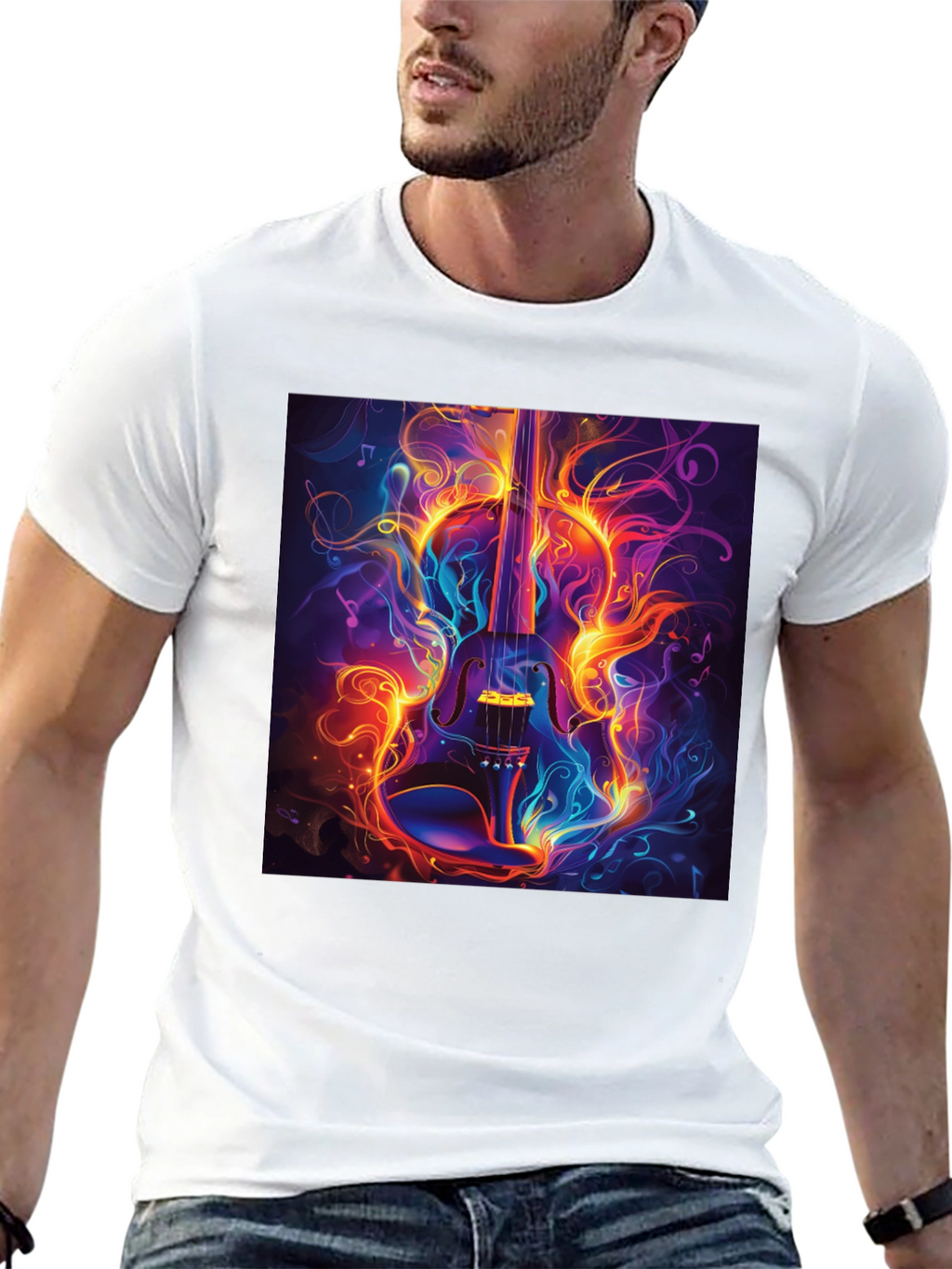 Fiery Violin Graphic T-Shirt - Music Lovers Tee