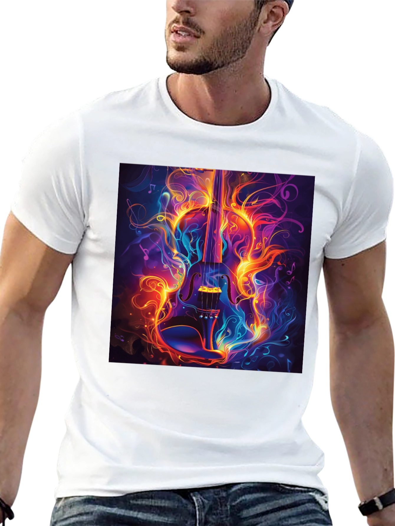 Fiery Violin Graphic T-Shirt - Music Lovers Tee