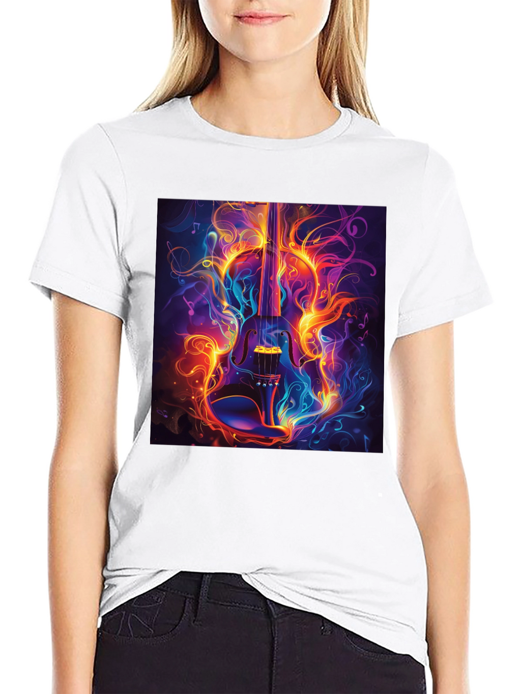 Fiery Violin Graphic T-Shirt - Music Lovers Tee