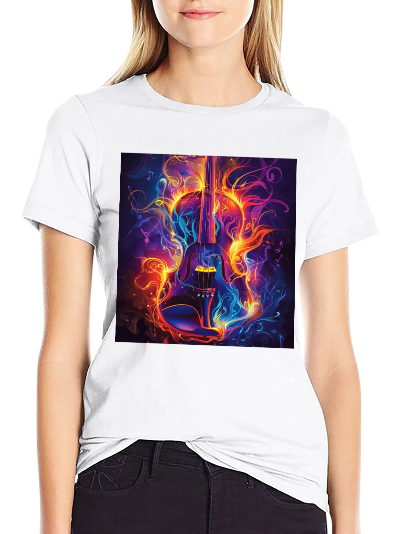 Fiery Violin Graphic T-Shirt - Music Lovers Tee