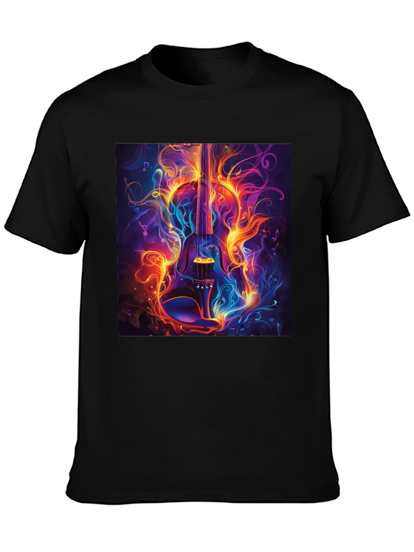 Fiery Violin Graphic T-Shirt - Music Lovers Tee