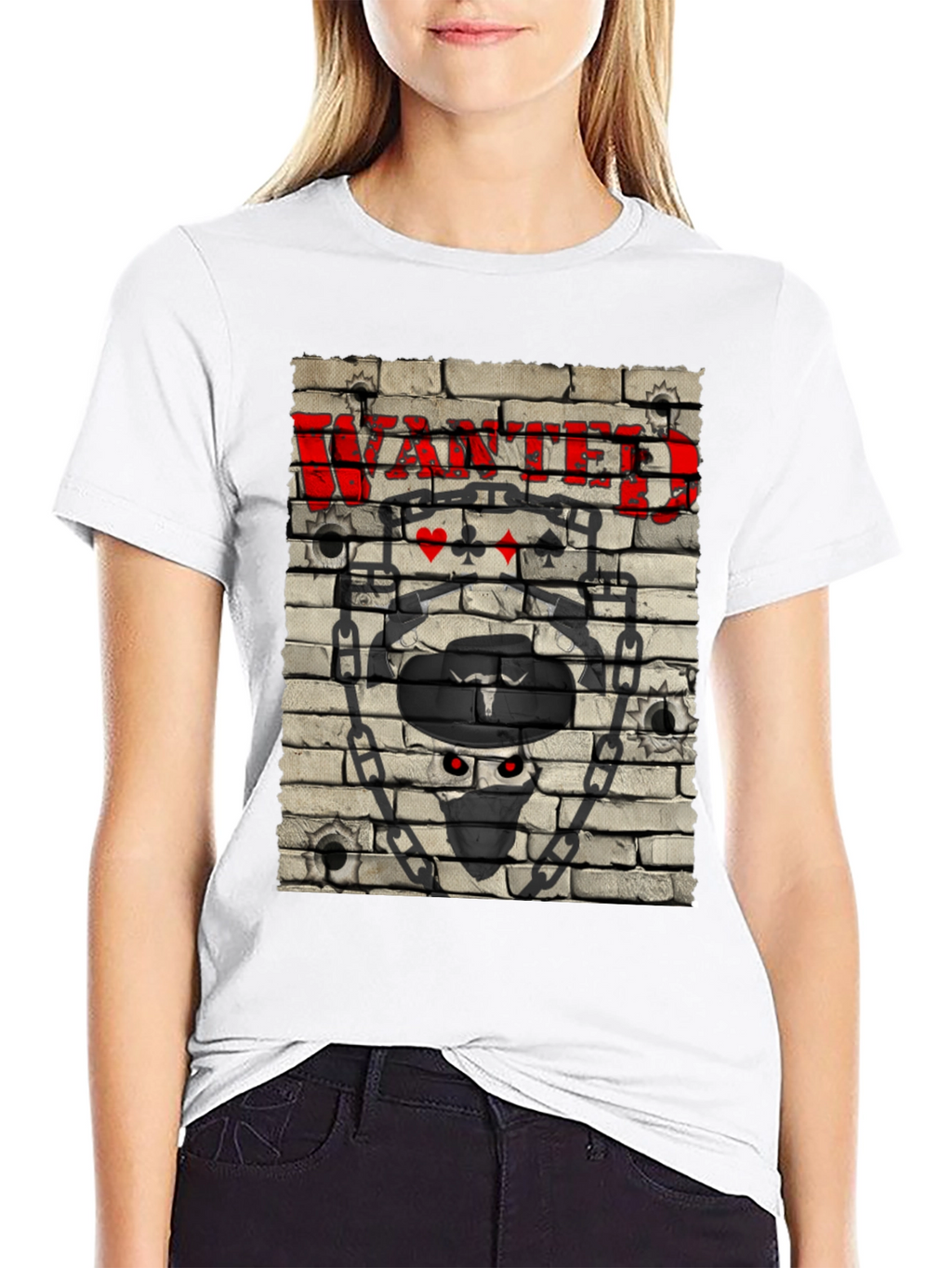 Wanted Brick Wall Graphic Tee - Mens Black T-Shirt