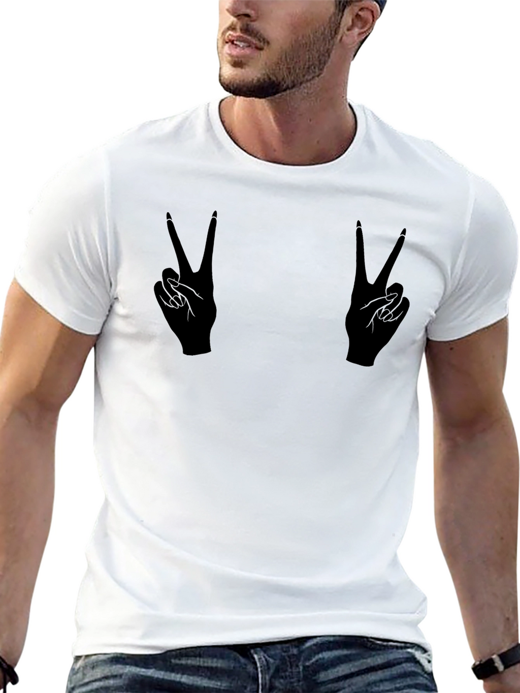 Peace Sign Hands Graphic T-Shirt