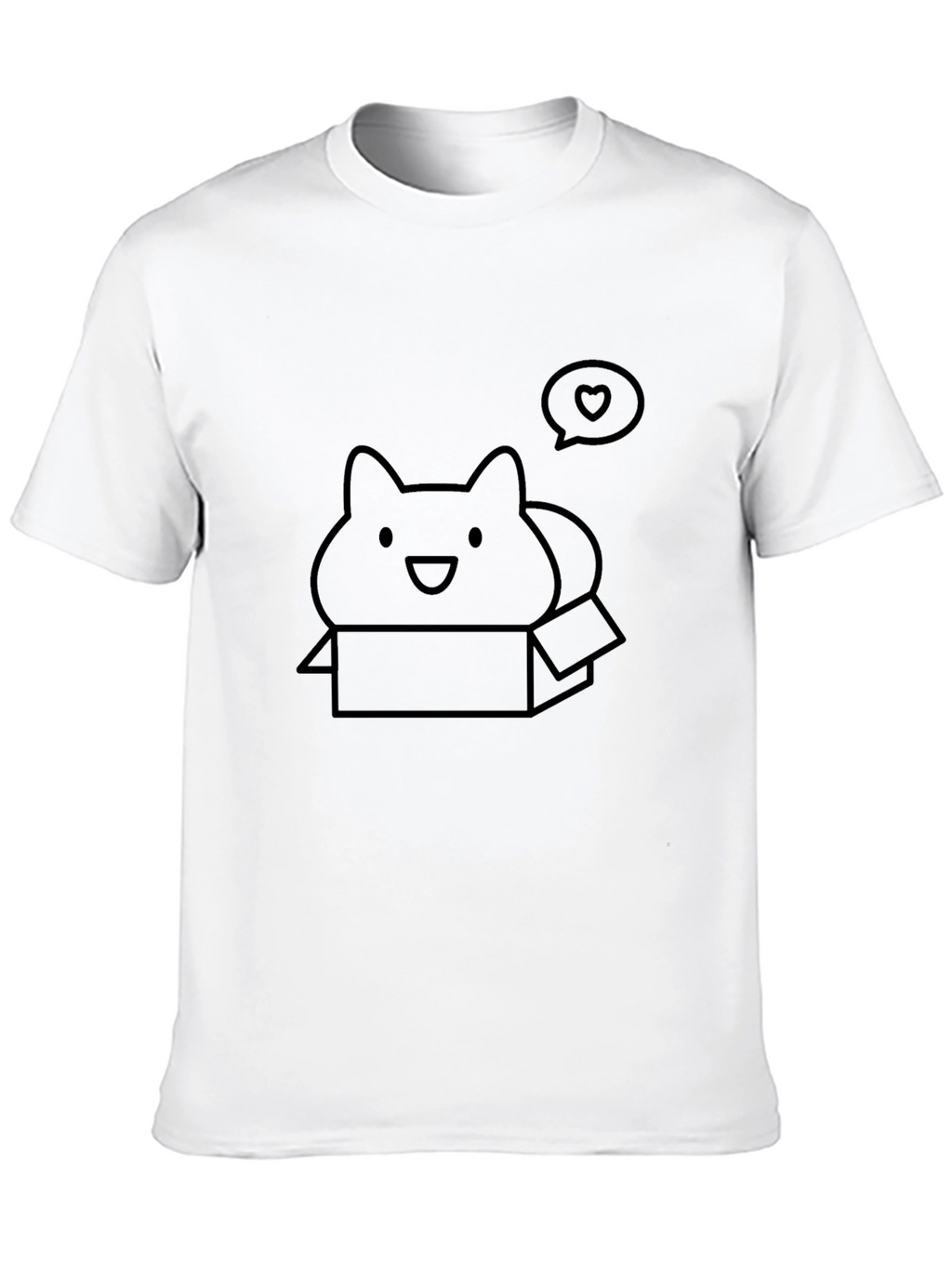 Cute Cat in Box T-Shirt - Black