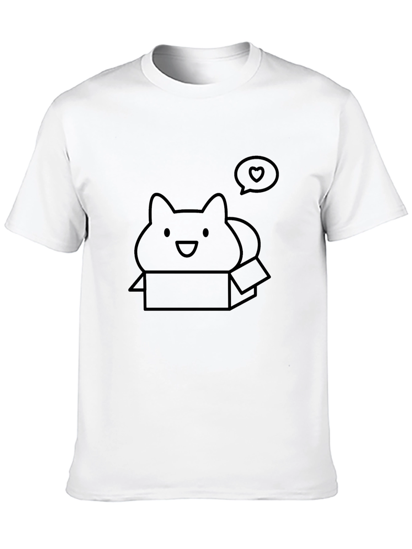 Cute Cat in Box T-Shirt - Black