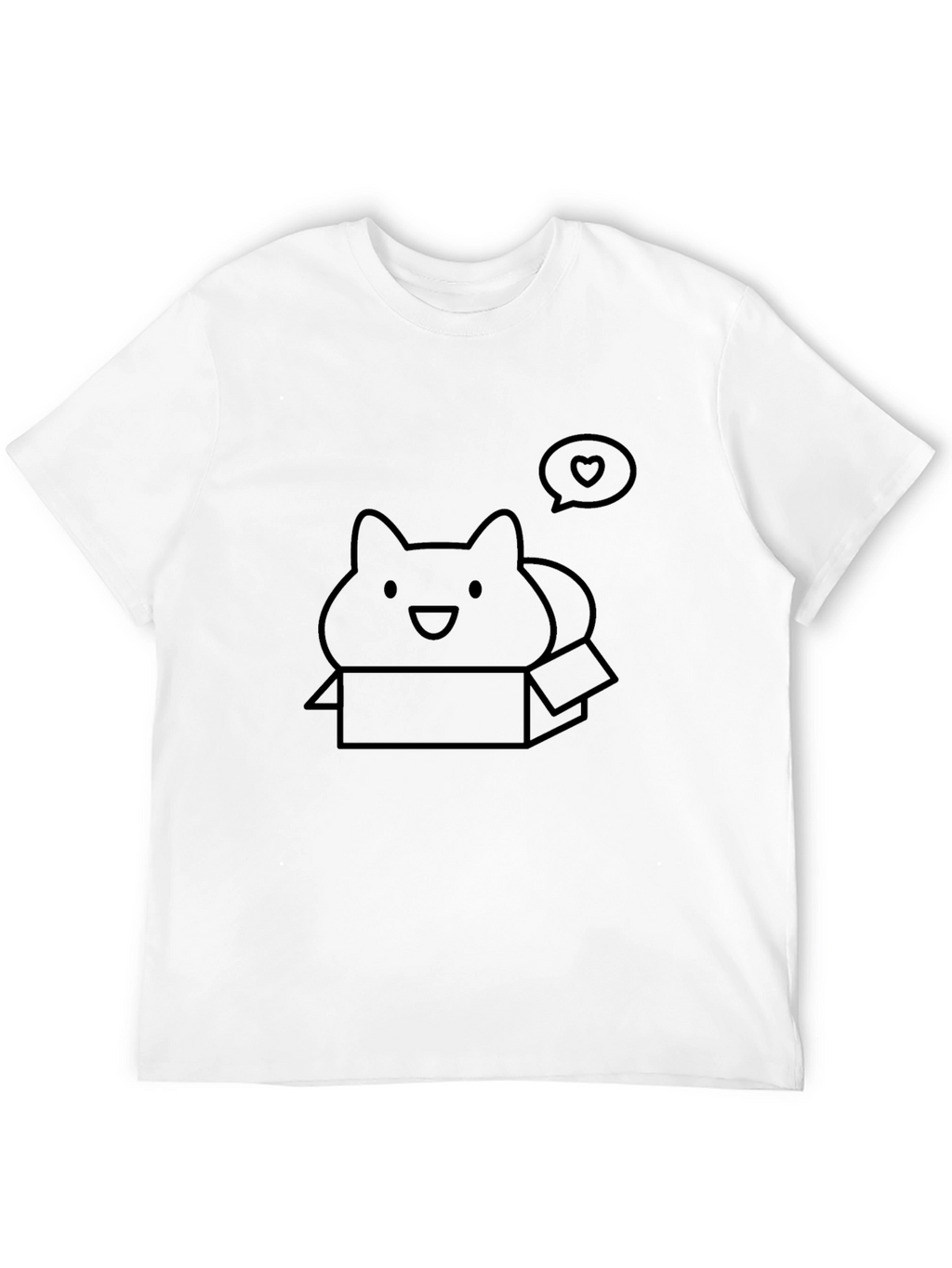 Cute Cat in Box T-Shirt - Black