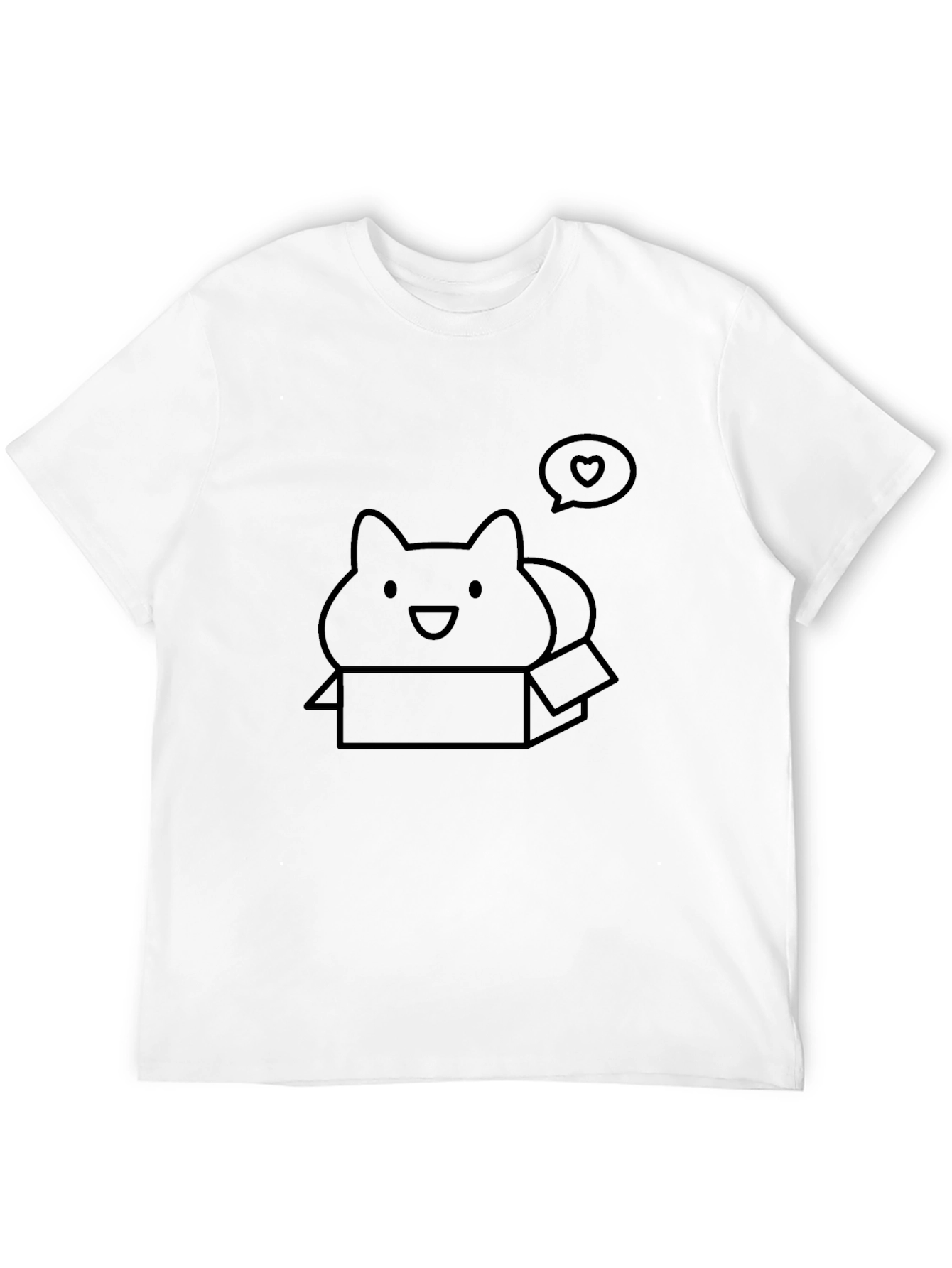 Cute Cat in Box T-Shirt - Black