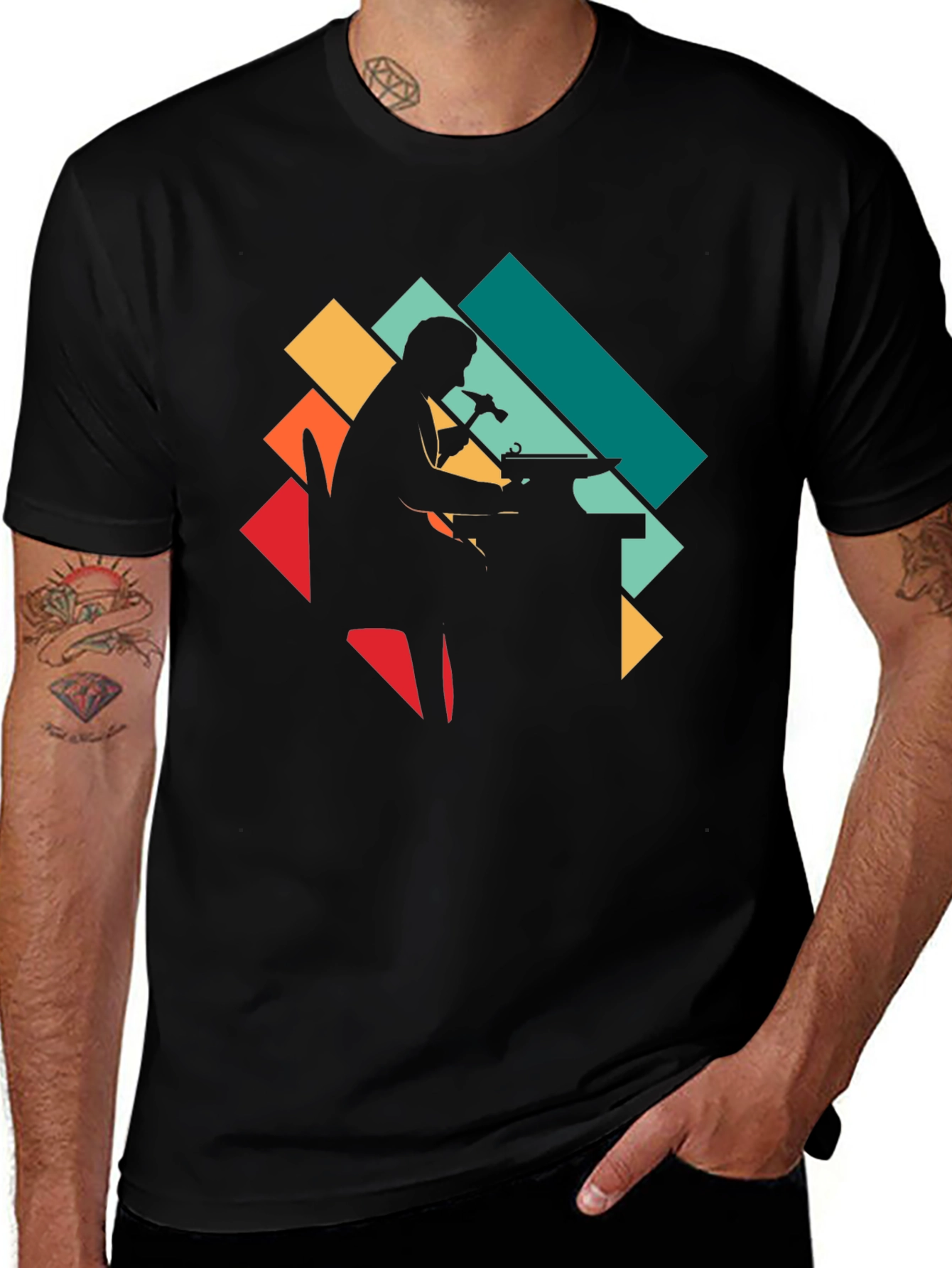 Blacksmith Silhouette Graphic Tee - Retro Style