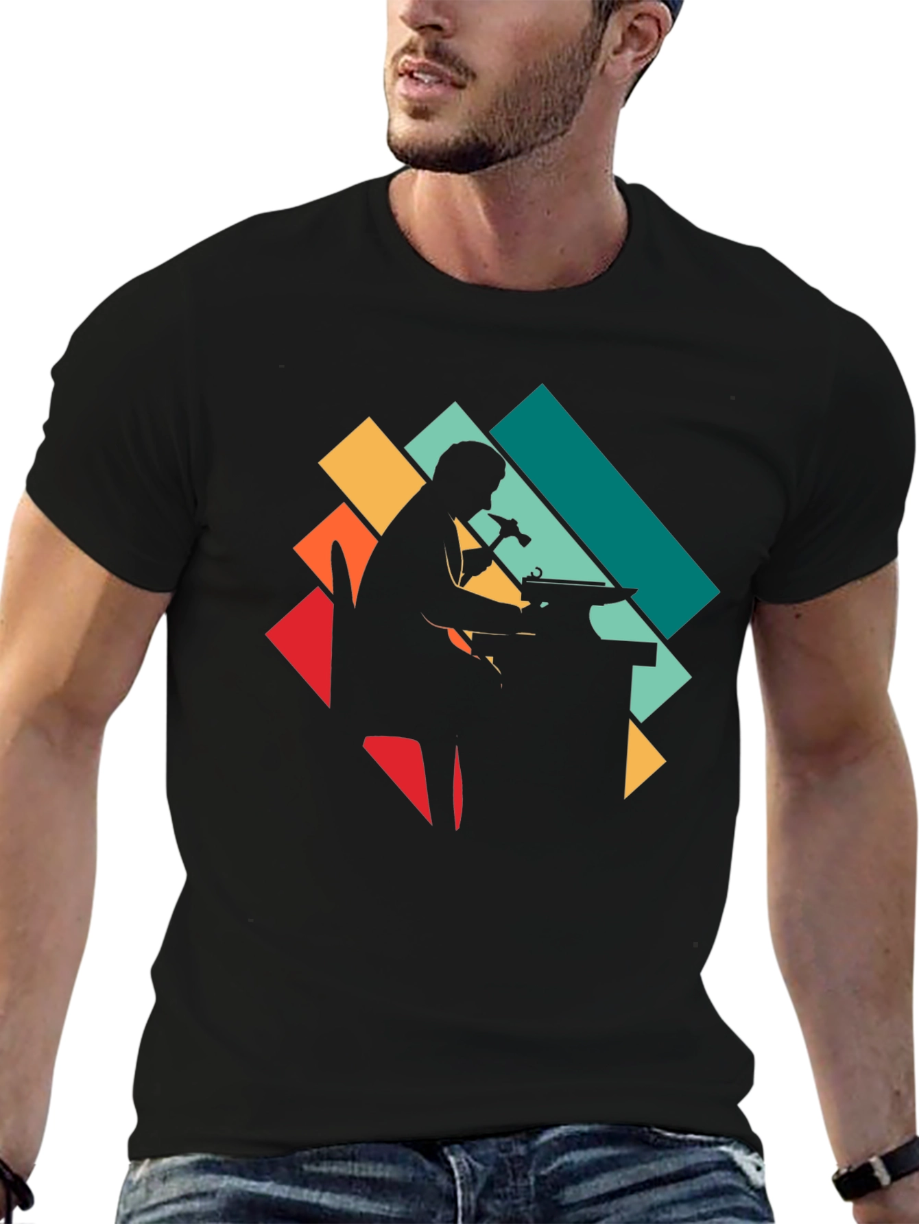 Blacksmith Silhouette Graphic Tee - Retro Style