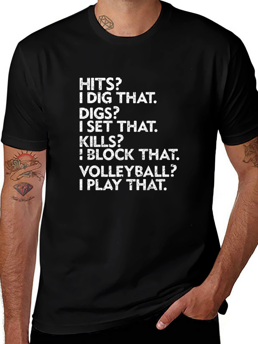 Volleyball Graphic Tee - Hits Digs Kills Play