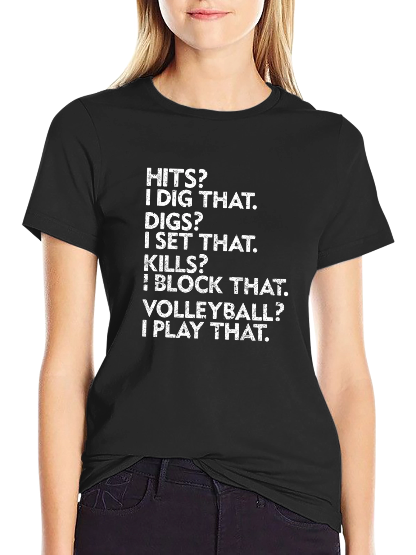 Volleyball Graphic Tee - Hits Digs Kills Play