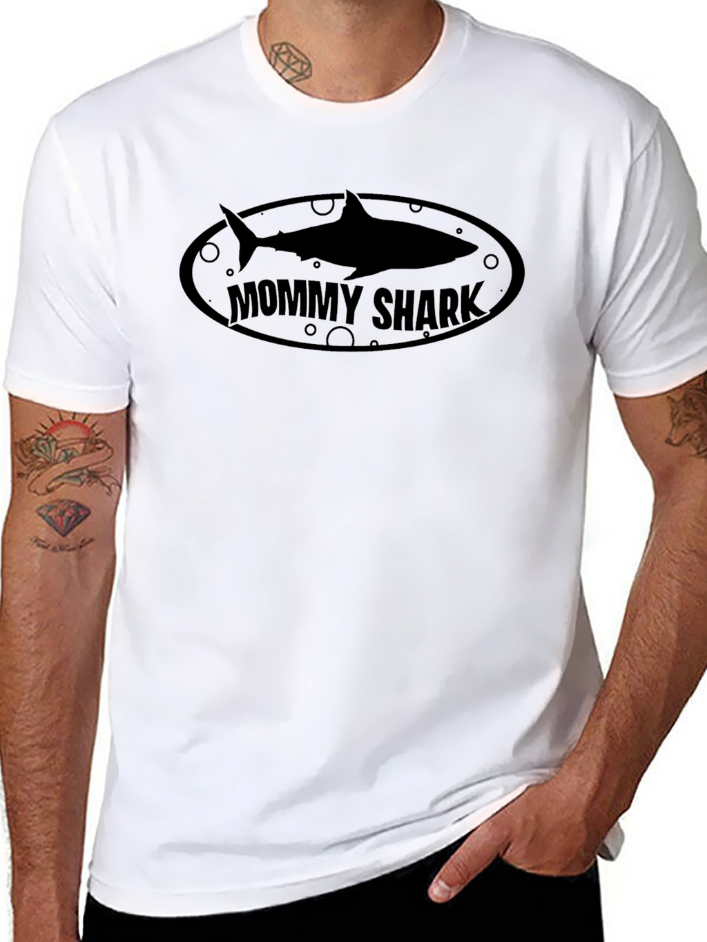 Mommy Shark Graphic T-Shirt - Black Crew Neck Tee