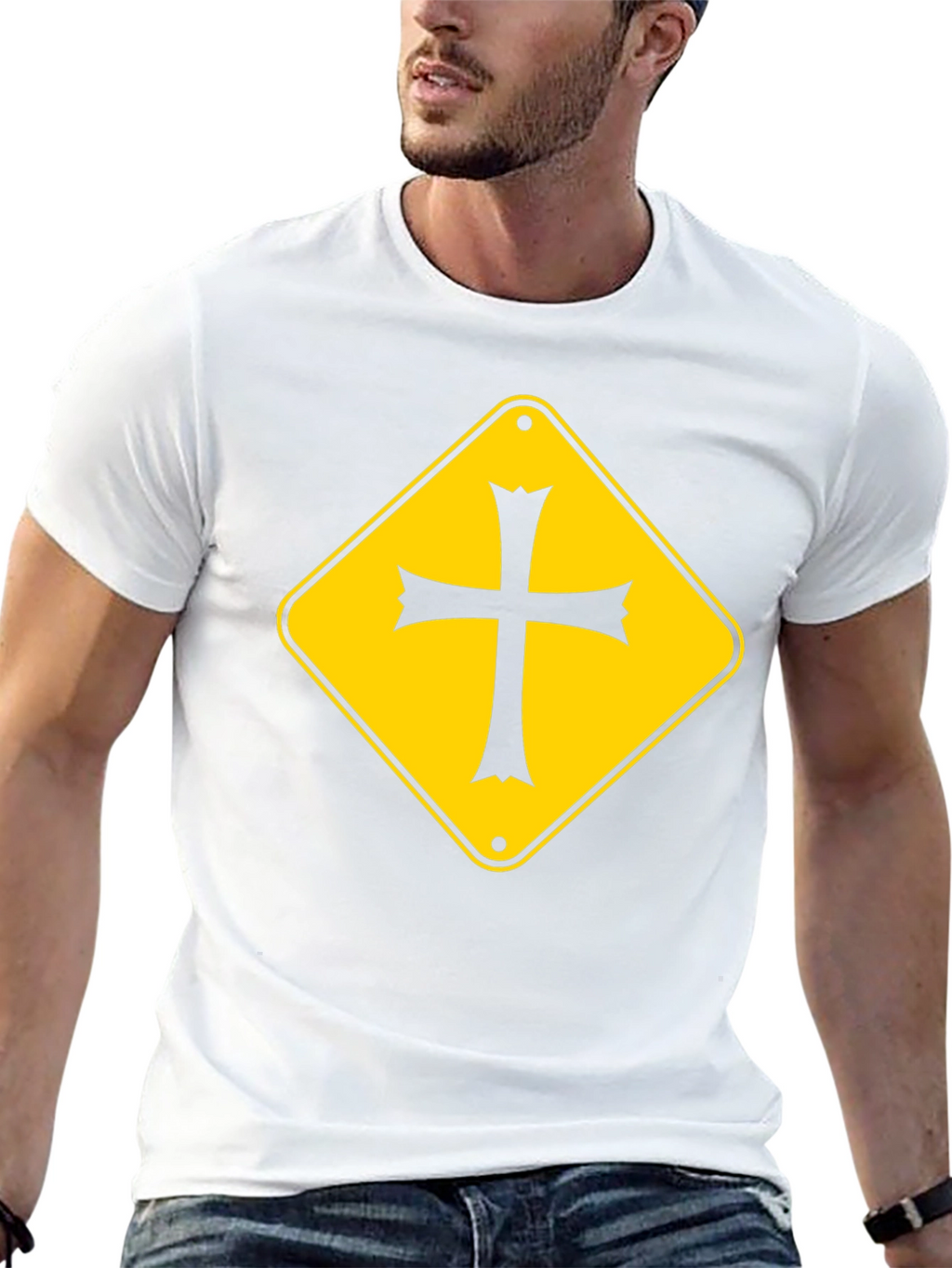 Cross Road Sign Graphic Tee - Black