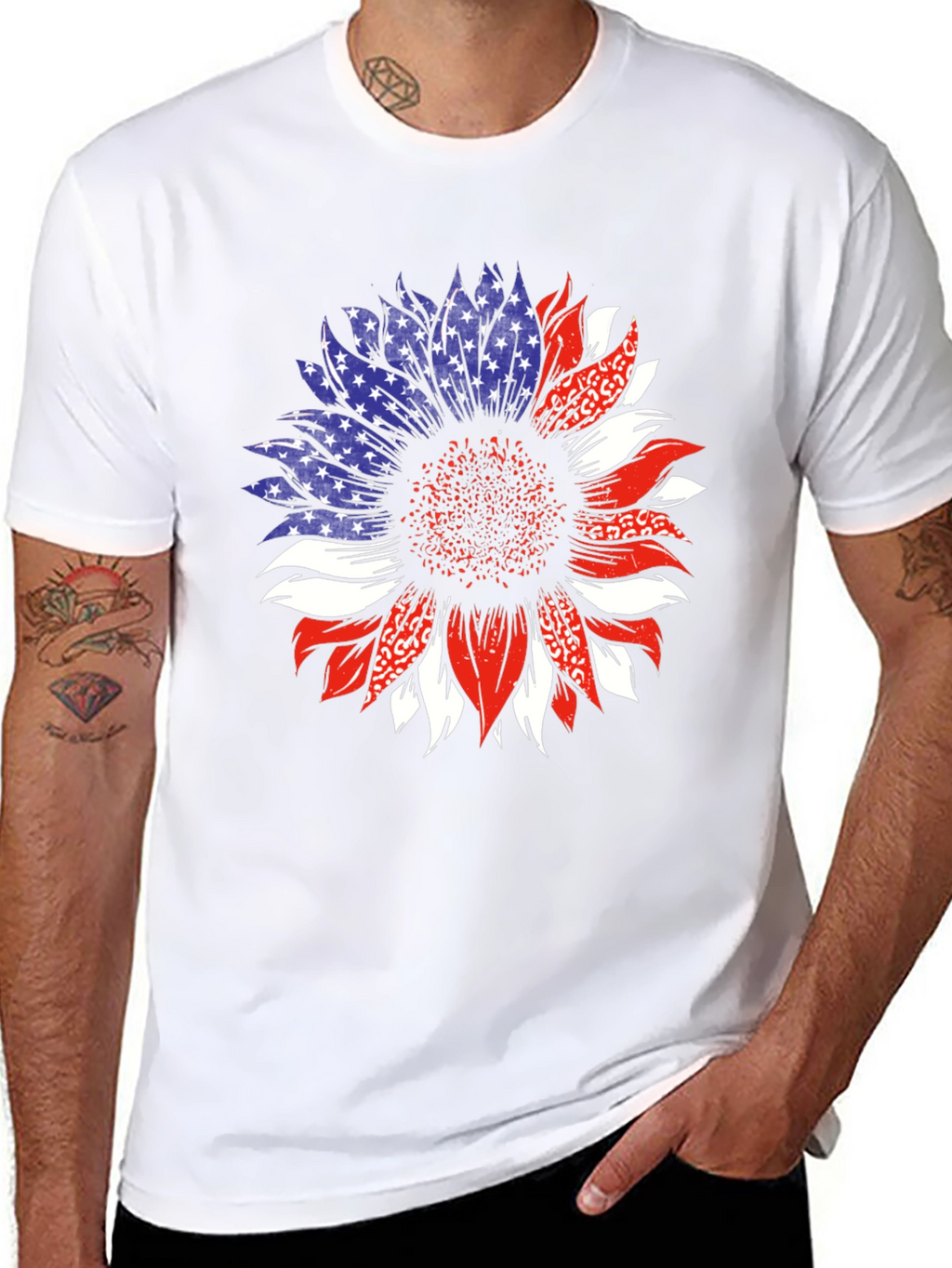 Patriotic Sunflower Graphic T-Shirt