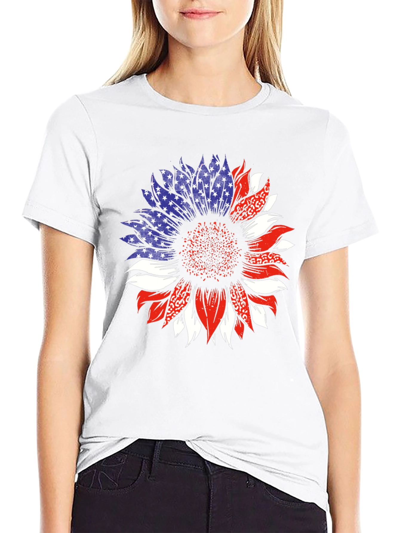 Patriotic Sunflower Graphic T-Shirt