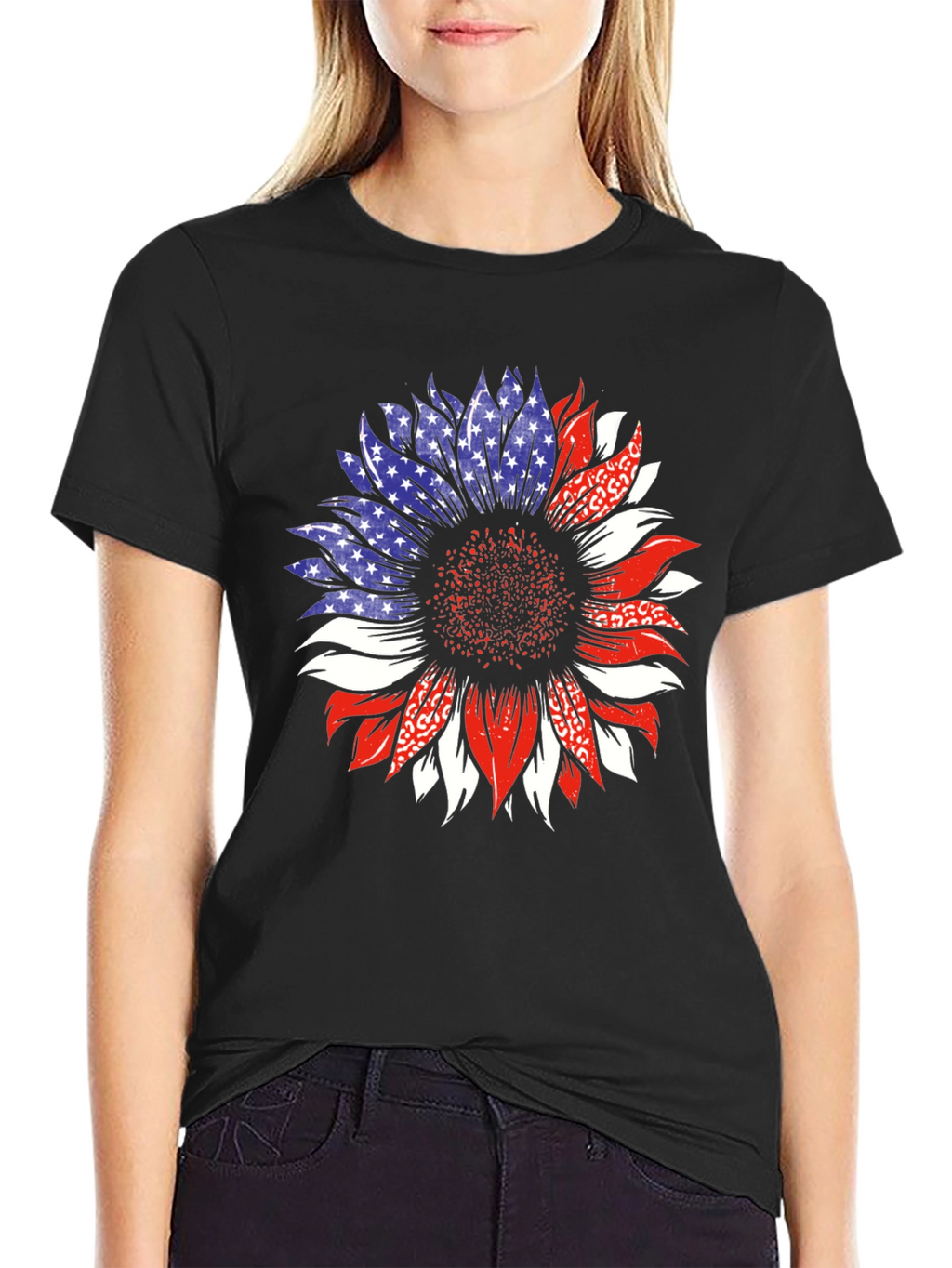 Patriotic Sunflower Graphic T-Shirt