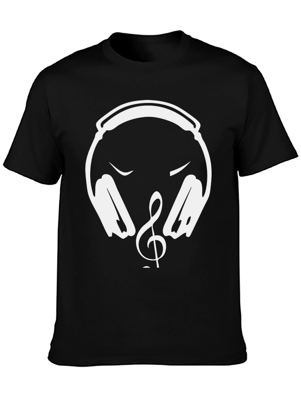 Music Lover T-Shirt - Headphones & Treble Clef Design