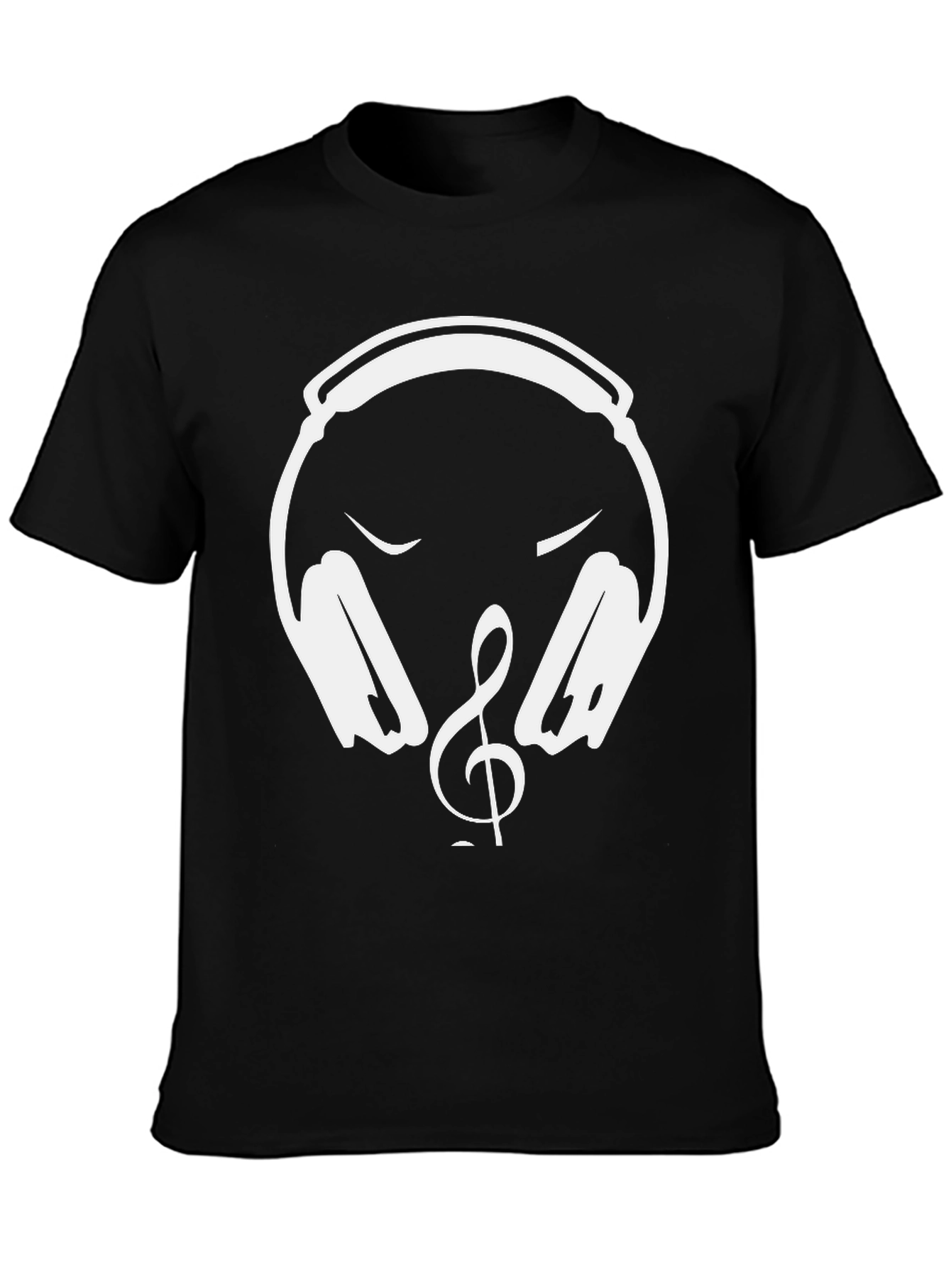 Music Lover T-Shirt - Headphones & Treble Clef Design
