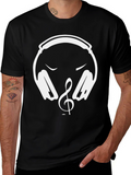 Music Lover T-Shirt - Headphones & Treble Clef Design