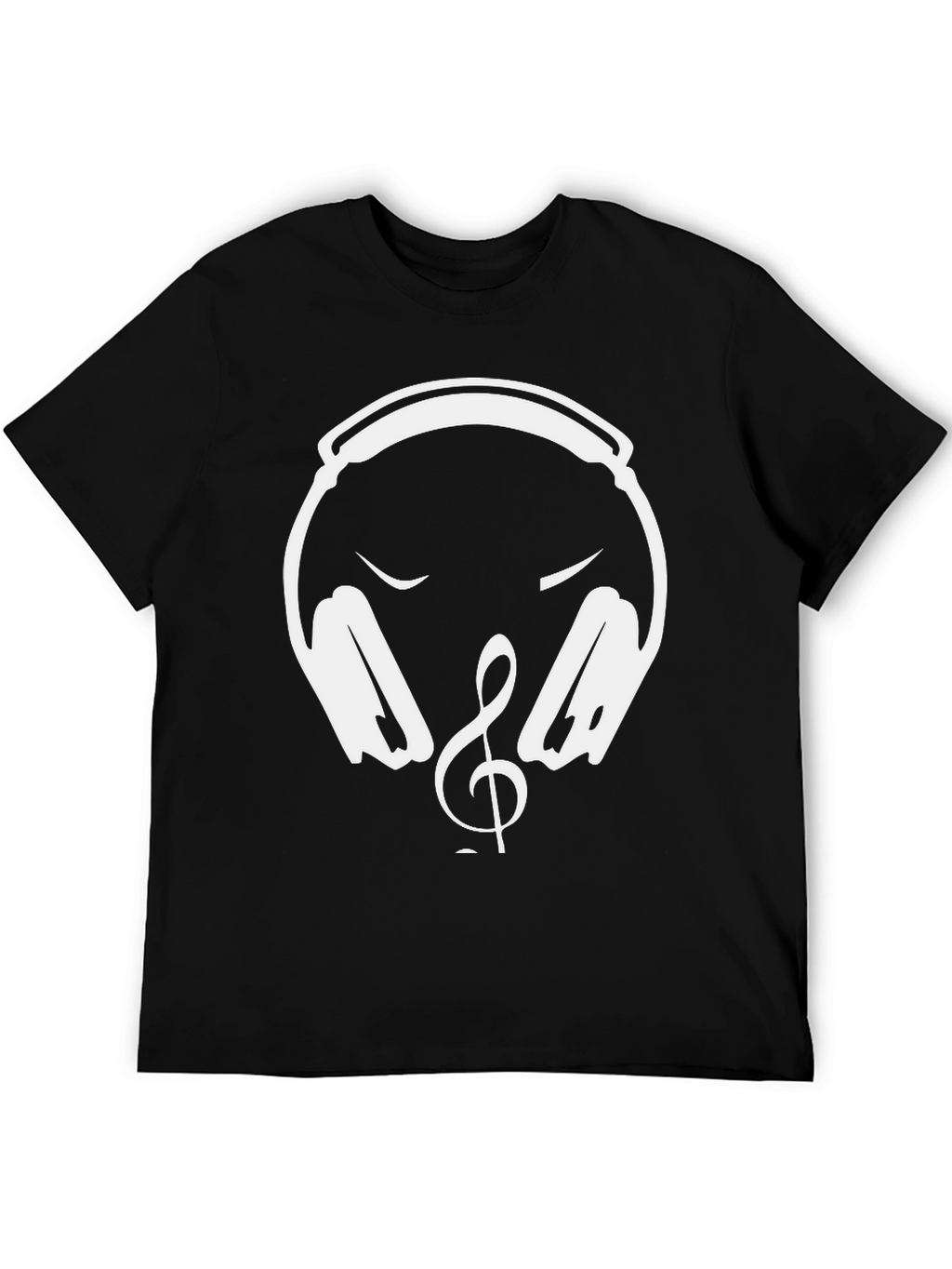 Music Lover T-Shirt - Headphones & Treble Clef Design