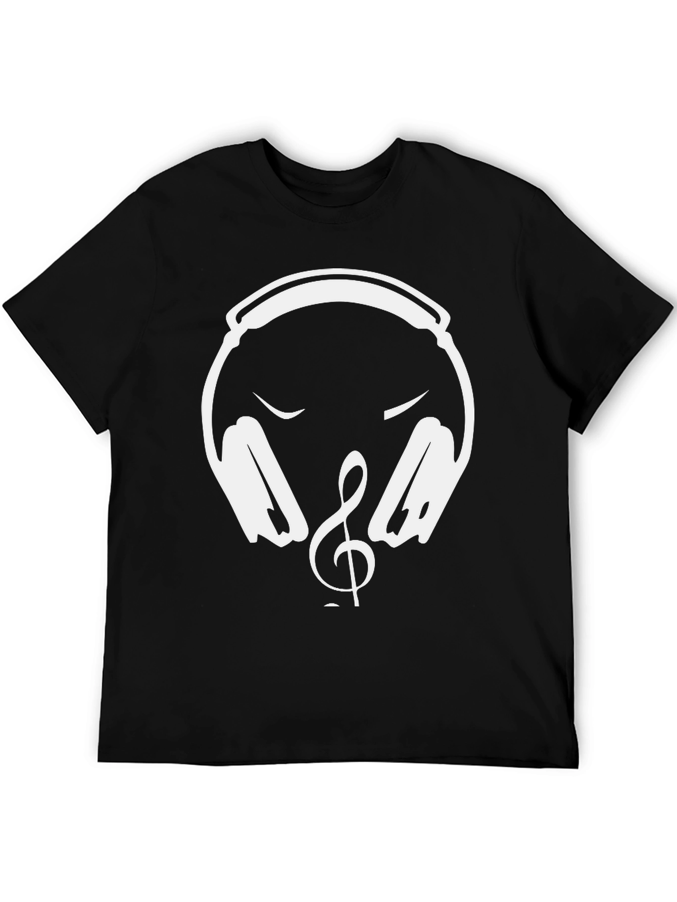 Music Lover T-Shirt - Headphones & Treble Clef Design