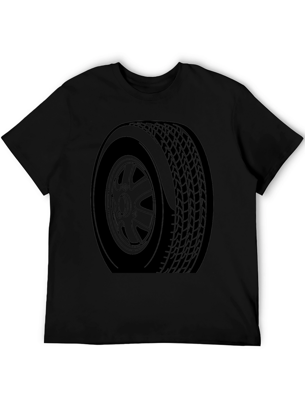 Black Car Tire Graphic Tee - Automotive Enthusiast Apparel