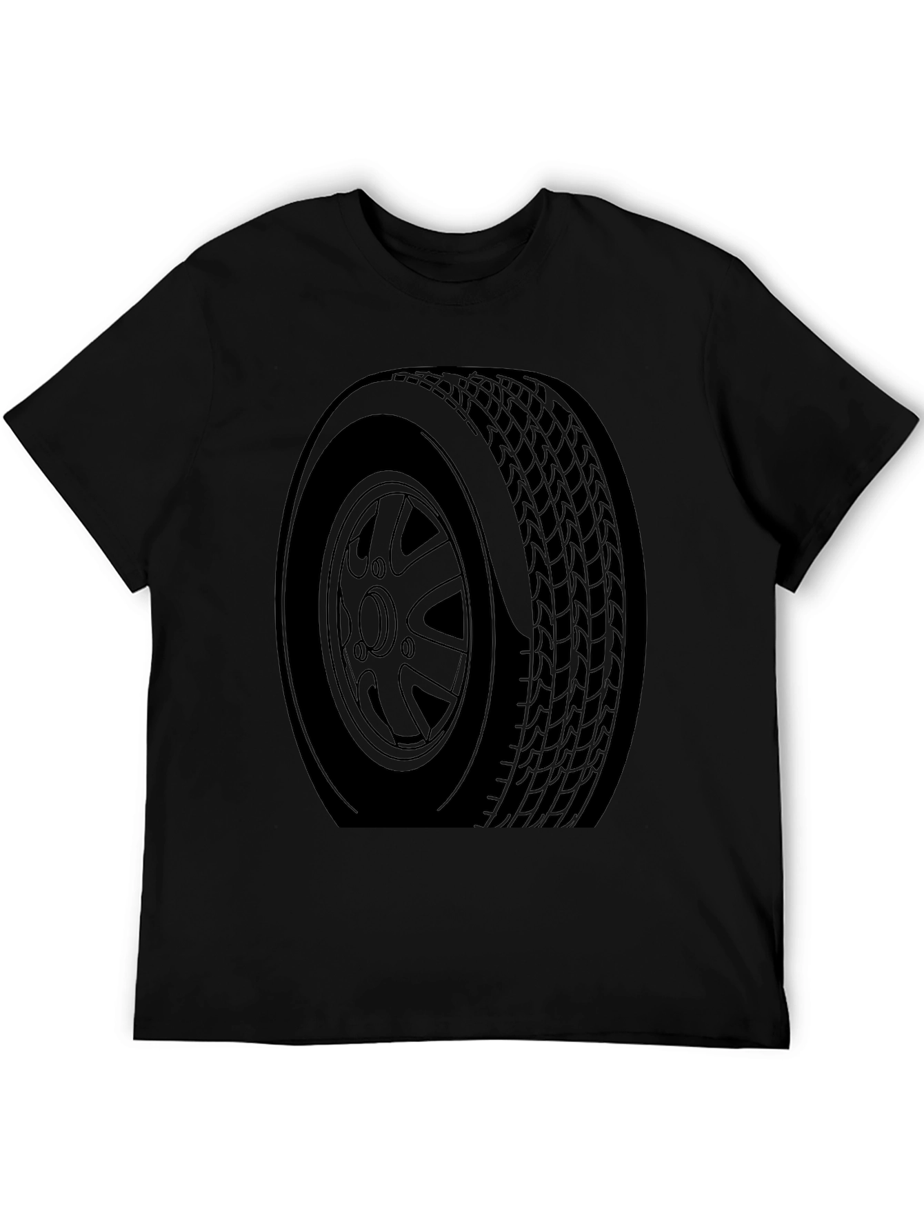 Black Car Tire Graphic Tee - Automotive Enthusiast Apparel