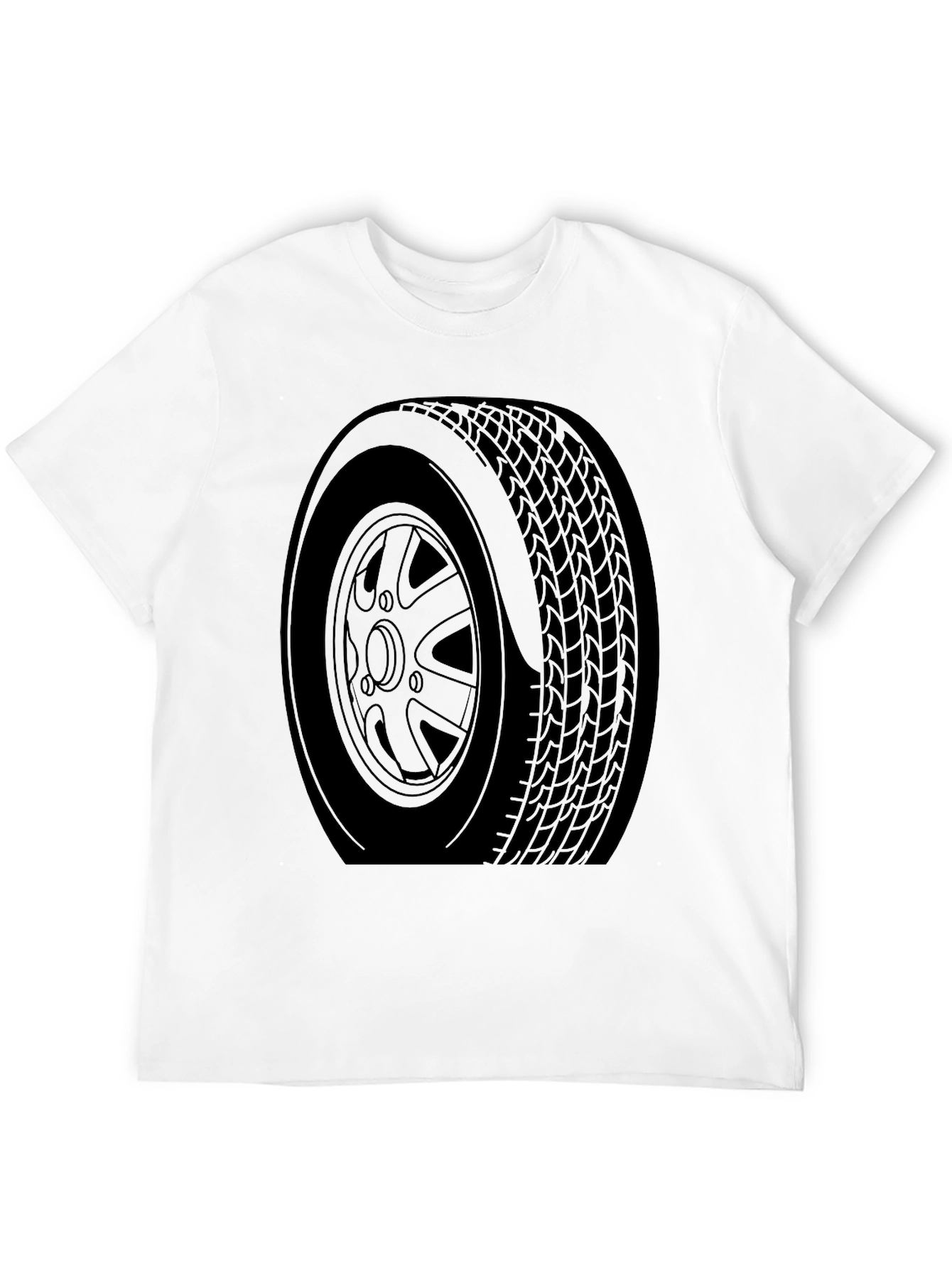 Black Car Tire Graphic Tee - Automotive Enthusiast Apparel