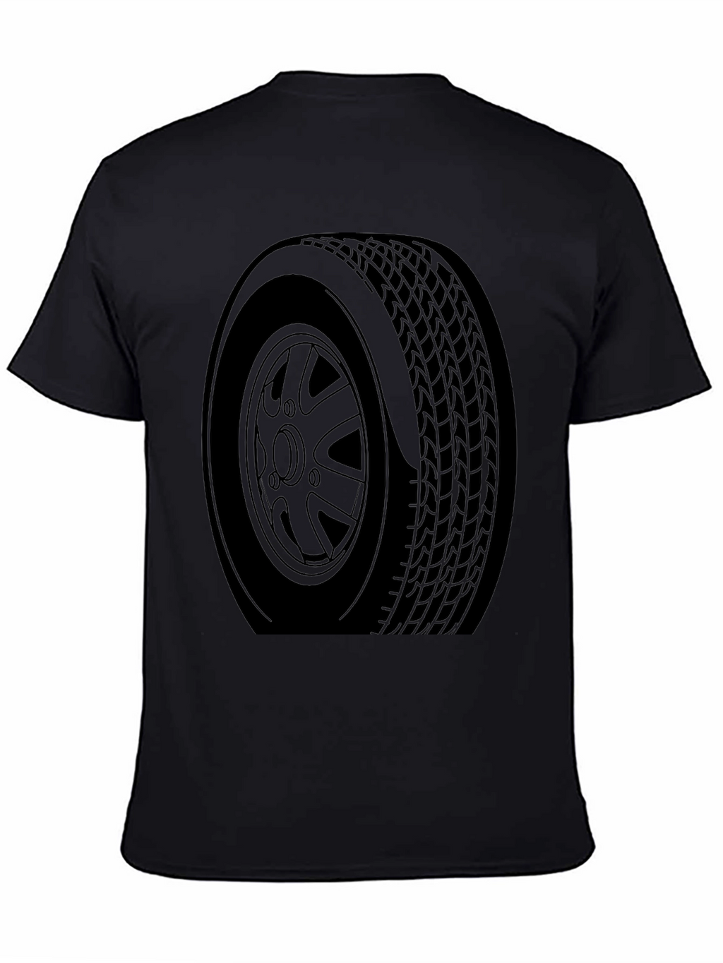 Black Car Tire Graphic Tee - Automotive Enthusiast Apparel
