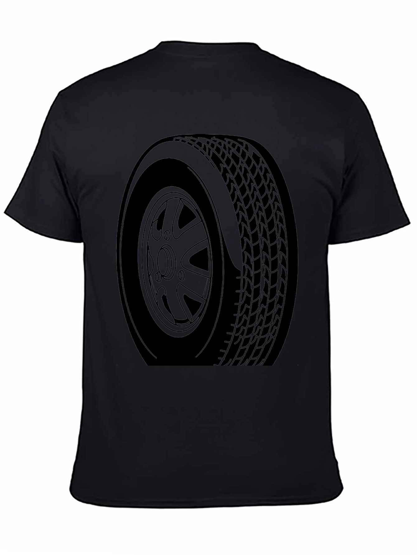 Black Car Tire Graphic Tee - Automotive Enthusiast Apparel
